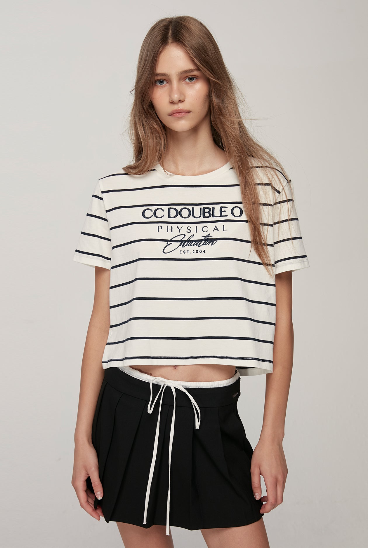 NAVY STRIPED GRAPHIC TEE