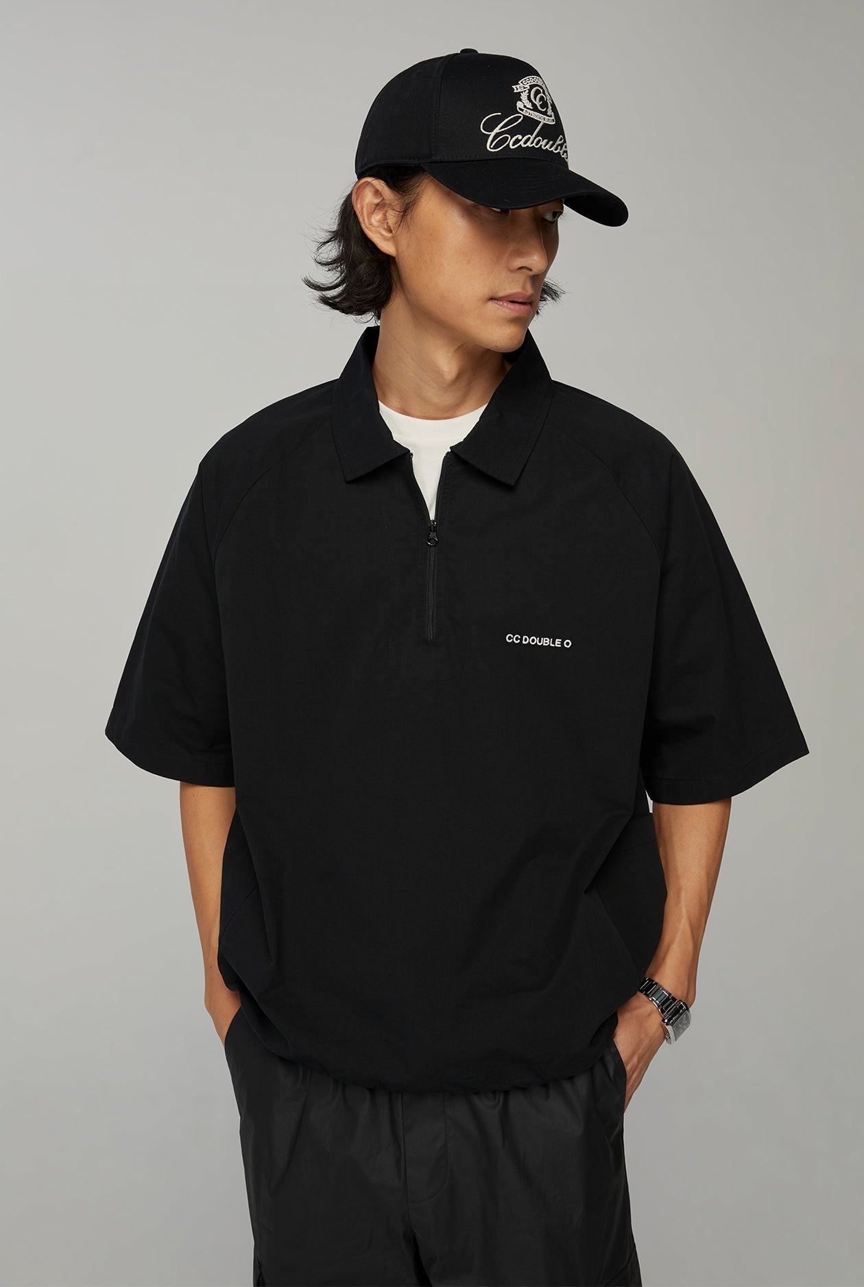 OVERSIZED FIT ZIPPED POLO SHIRT