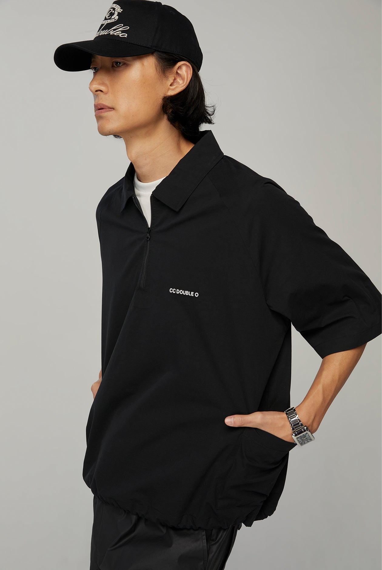 OVERSIZED FIT ZIPPED POLO SHIRT