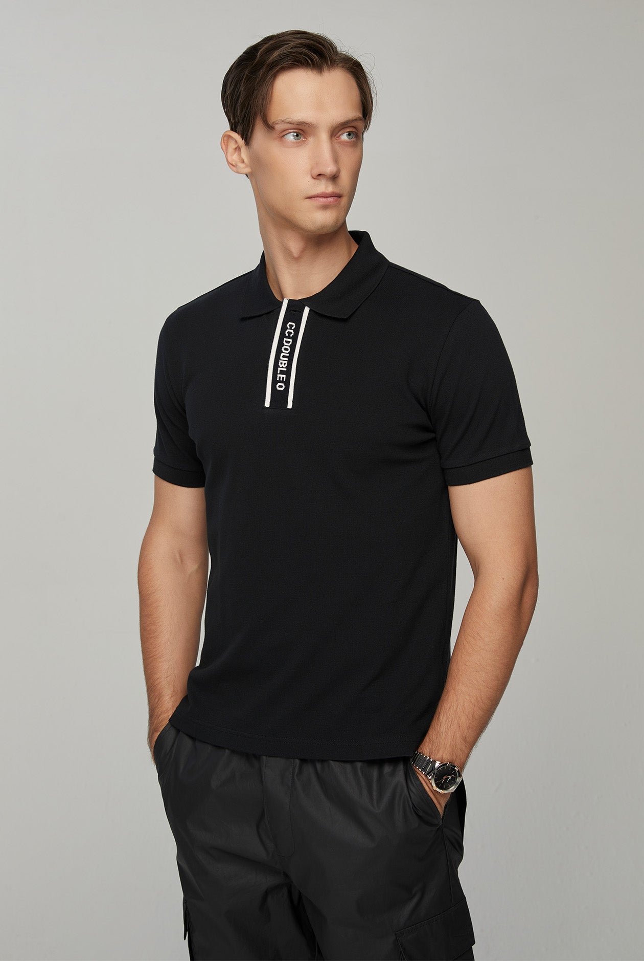 STRIPED PLACKET PIQUE POLO