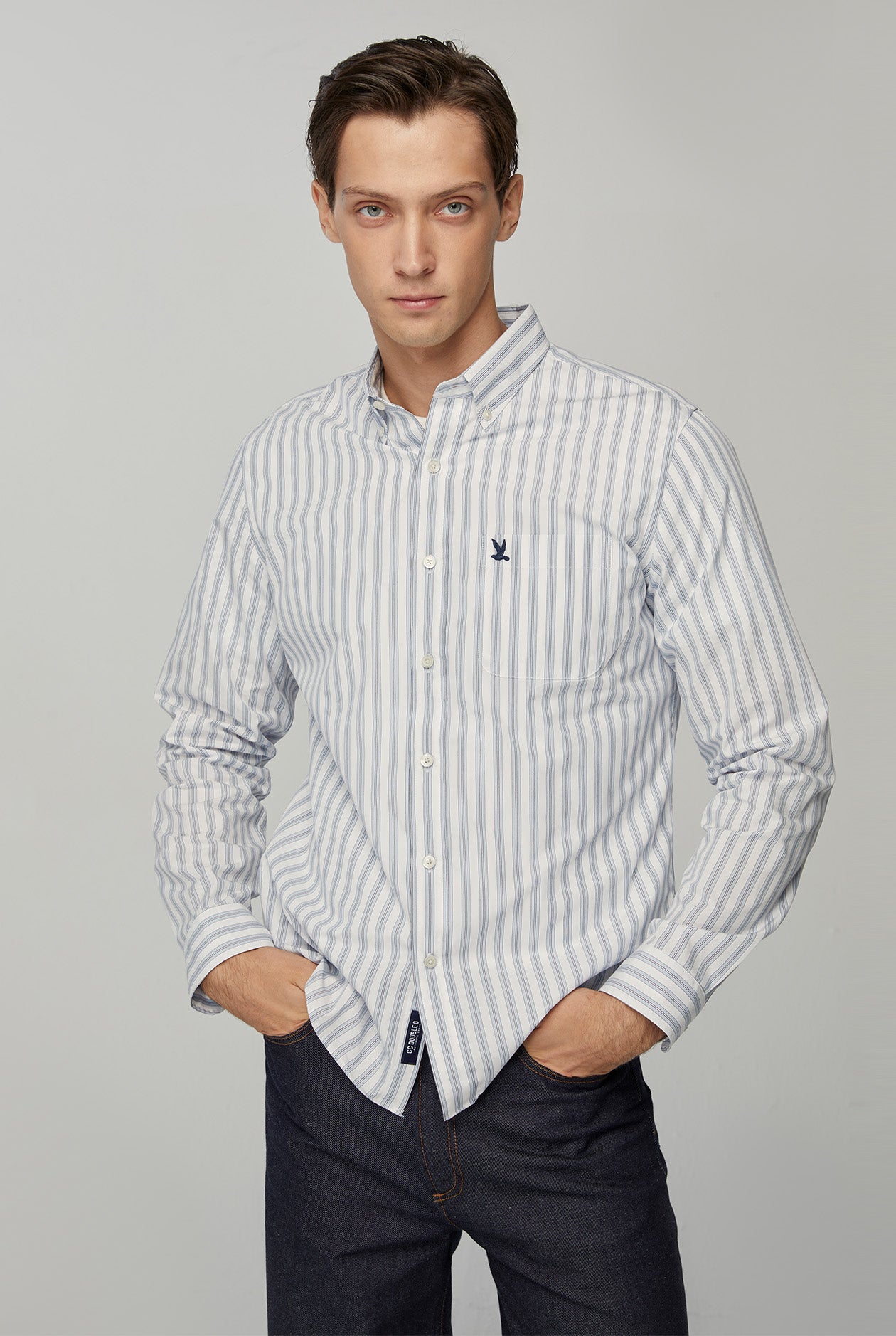 BLUE STRIPED POPLIN SHIRT