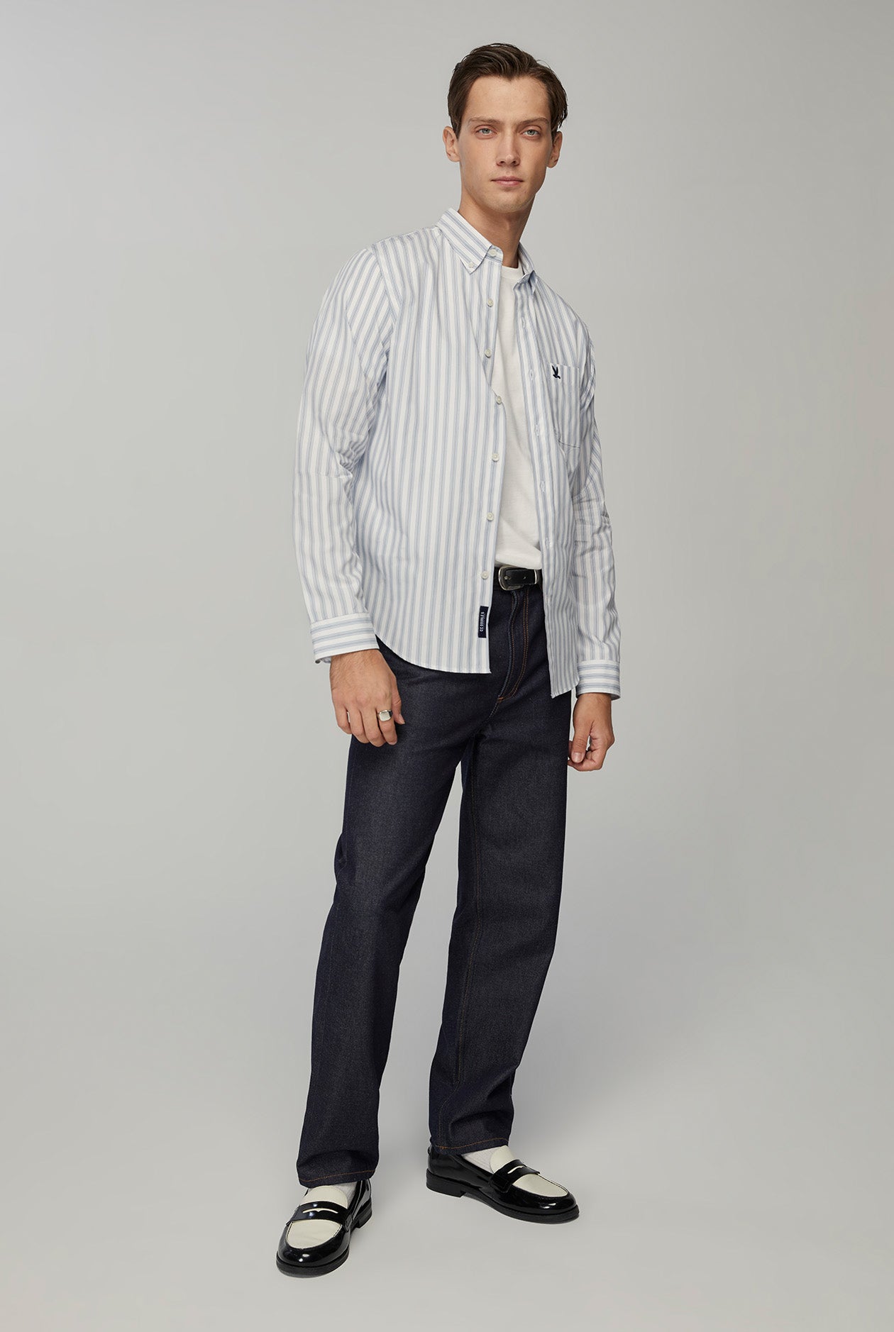 BLUE STRIPED POPLIN SHIRT