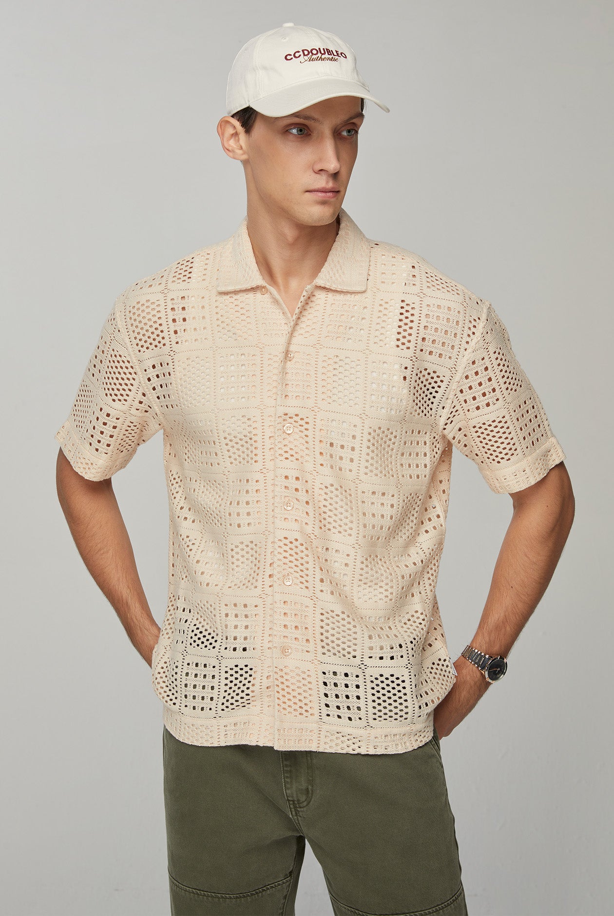 RELAXED CROCHET KNIT SHIRT