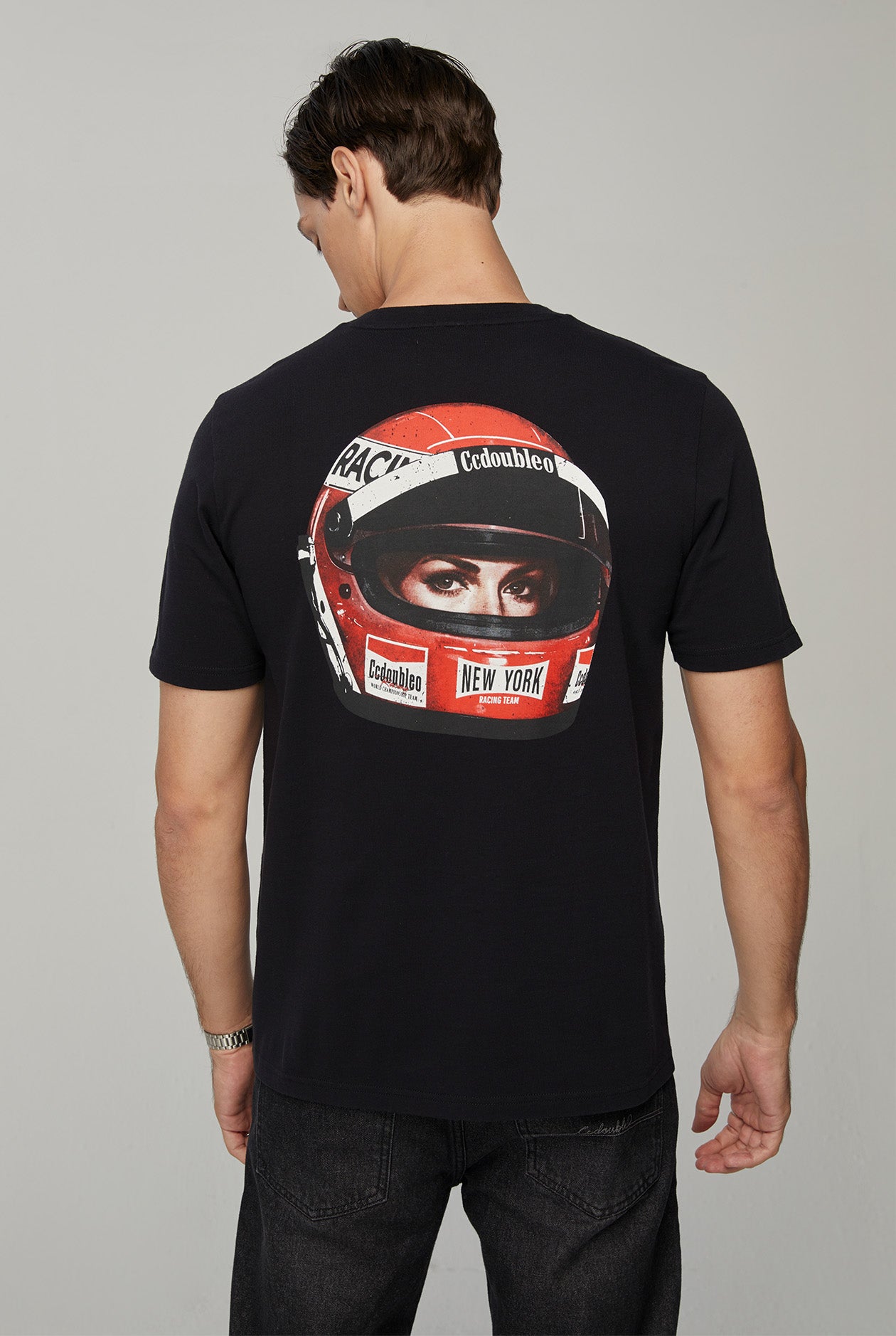 BACK RACING PRINTED GRAPHIC TEE