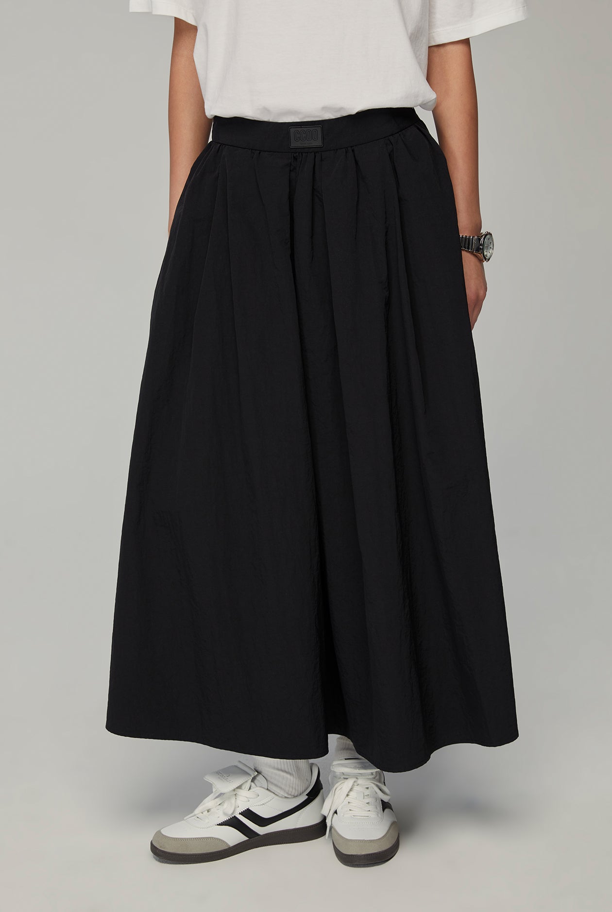 NYLON MIDI SKIRT