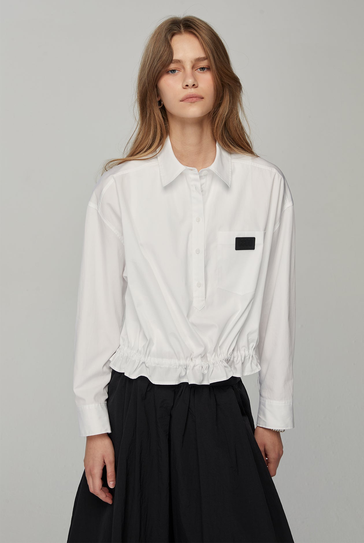 DRAWSTRING CROPPED SHIRT