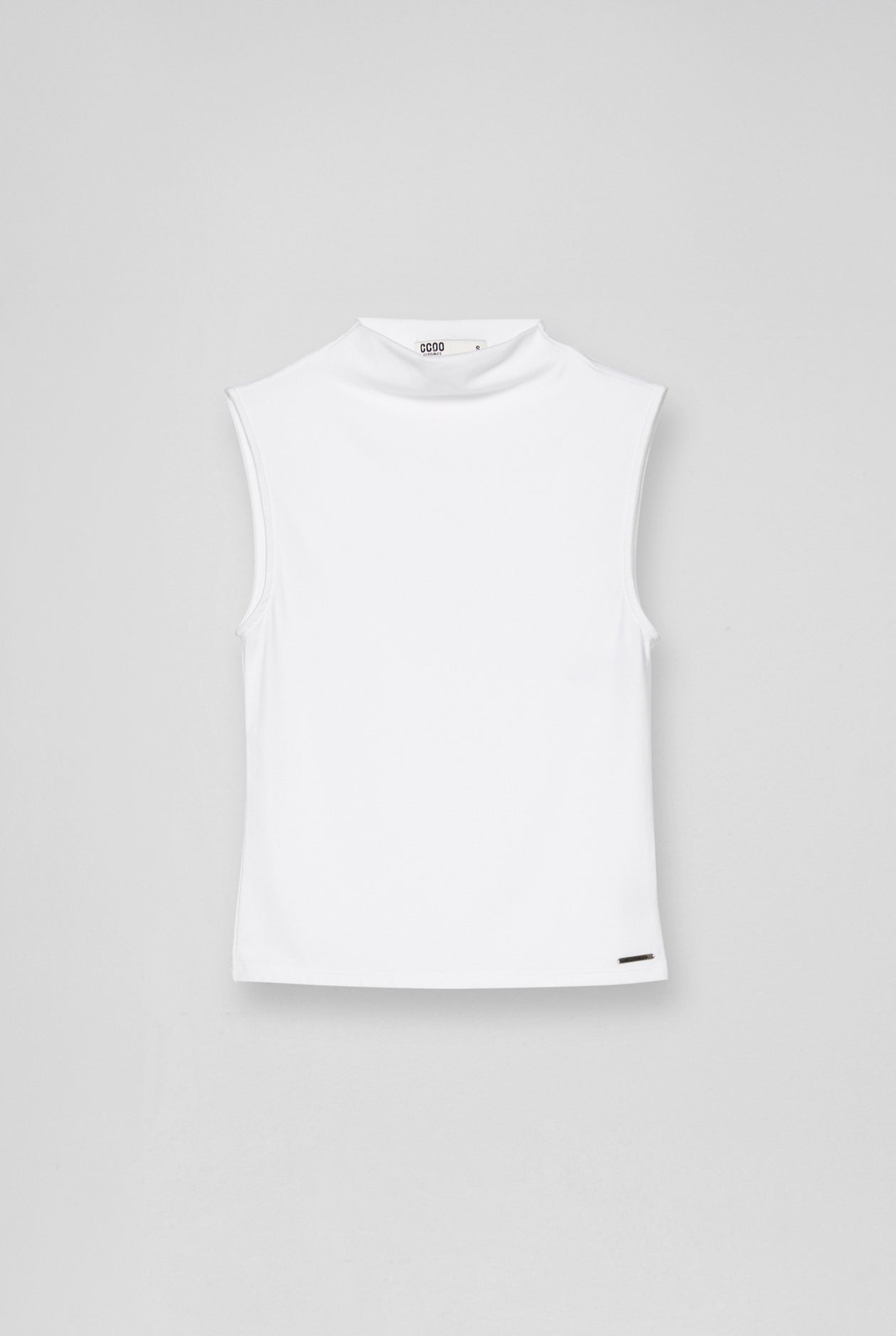 MOCK NECK SLEEVELESS TEE WITH LOGO