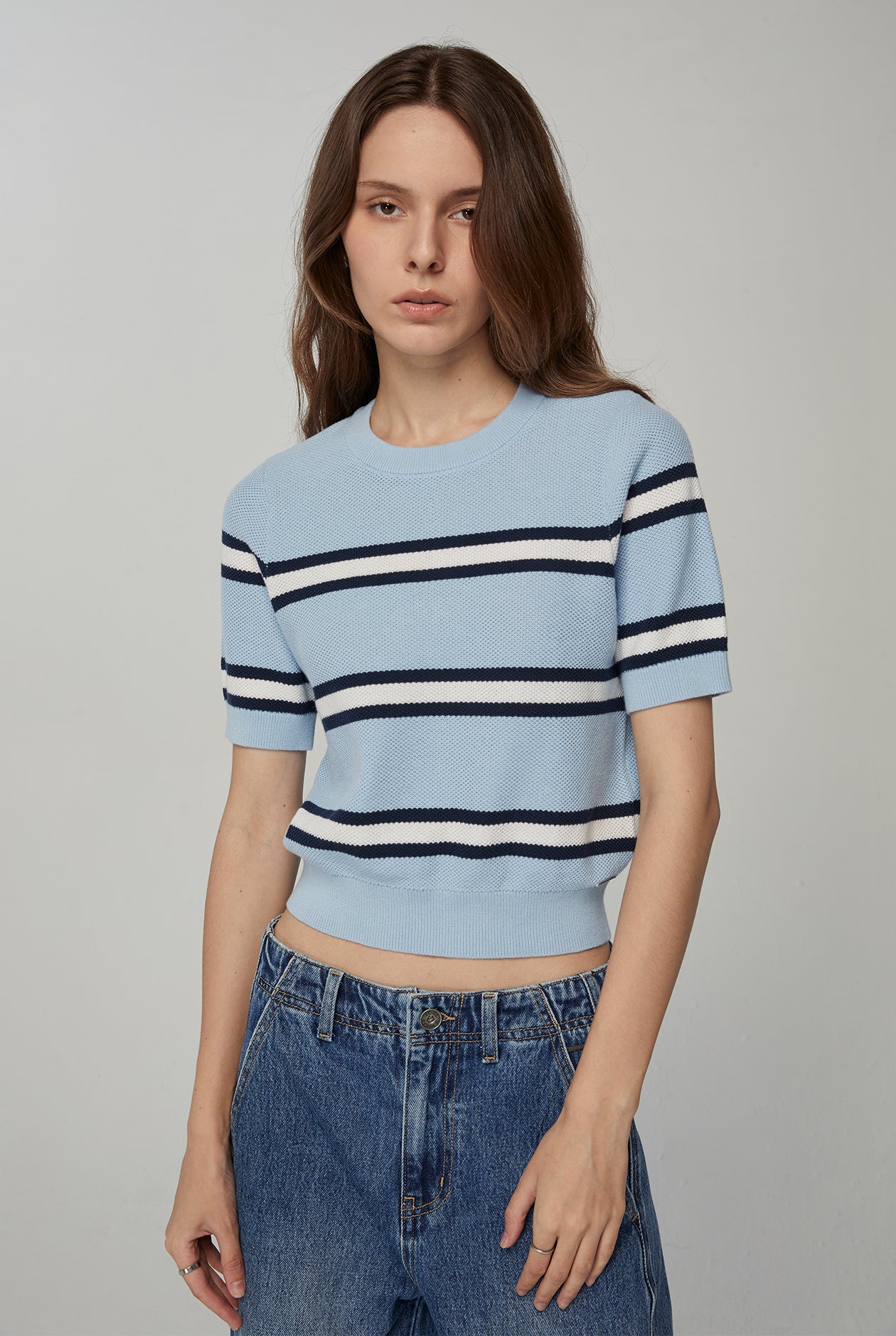 DOUBLE STRIPED KNITTED TOP