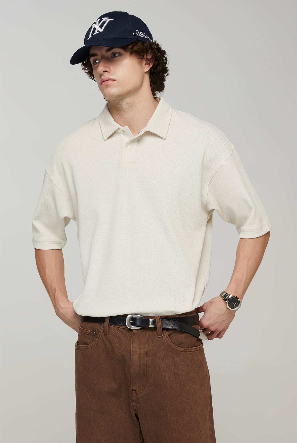 RIB TEXTURED RELAXED POLO