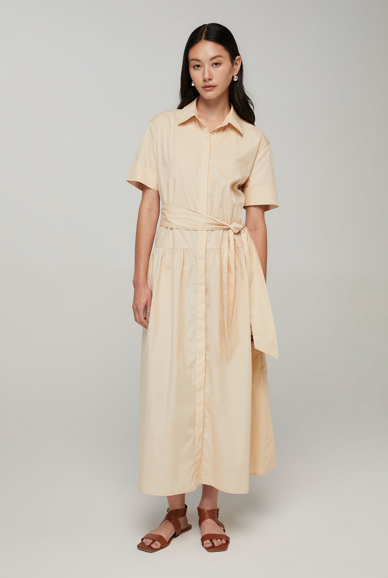 BELTED POPLIN SHIRTDRESS