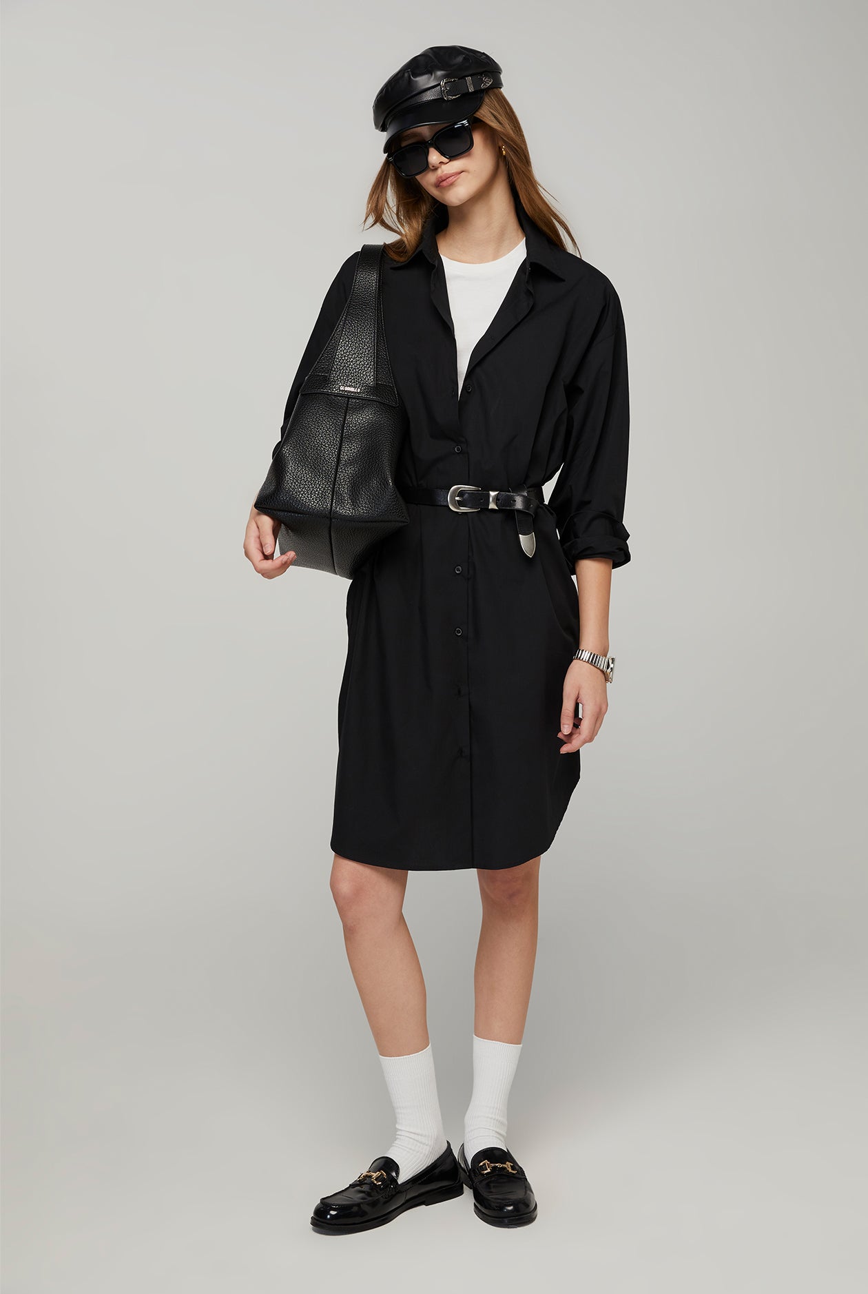 SHIRT DRESS WITH BACK BUTTON DETAIL