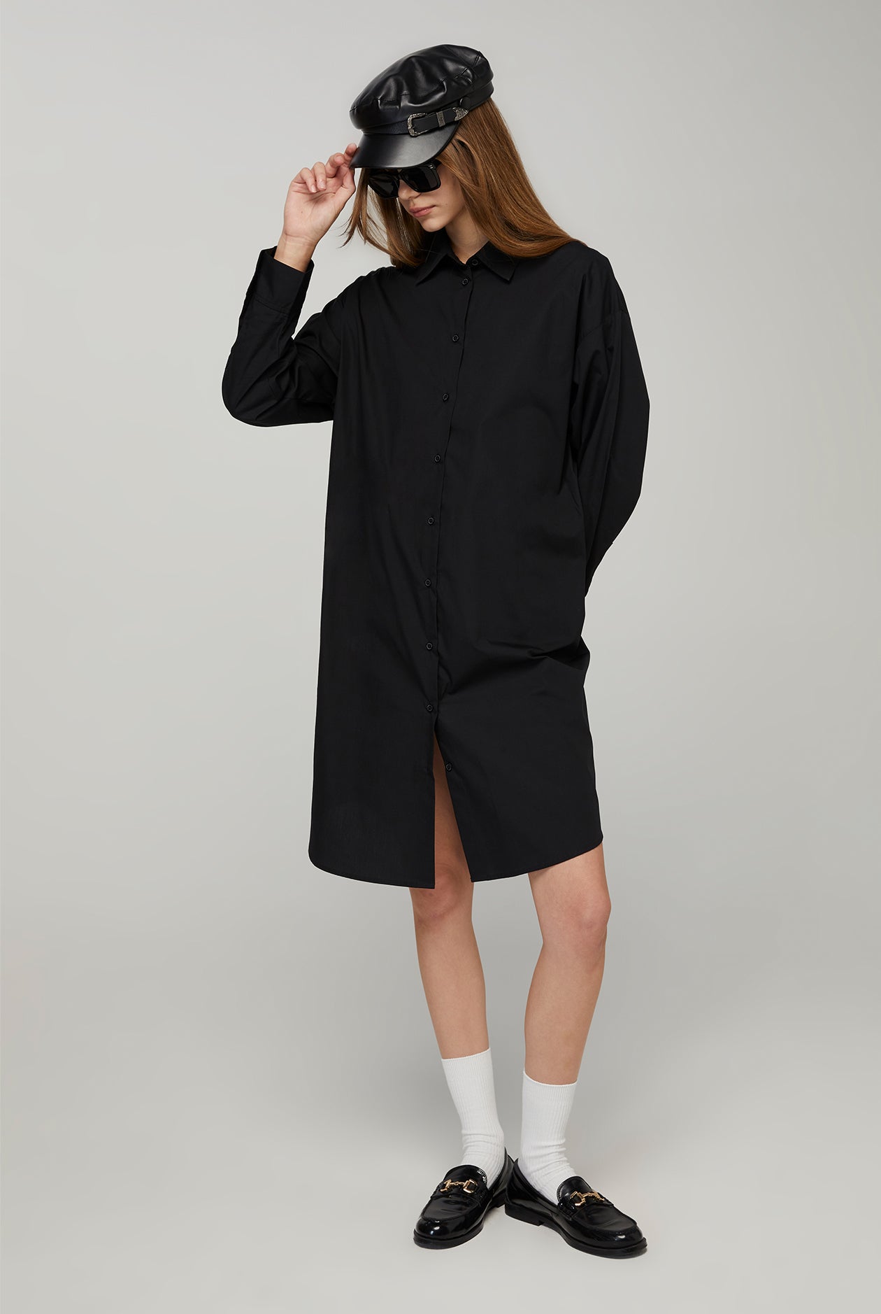 SHIRT DRESS WITH BACK BUTTON DETAIL