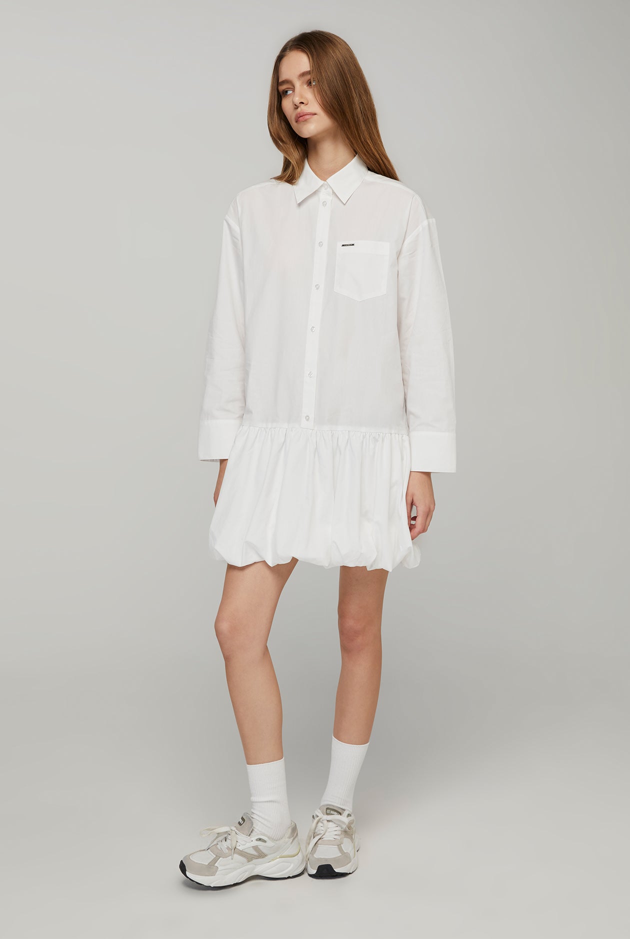 BUBBLE HEM SHIRT DRESS