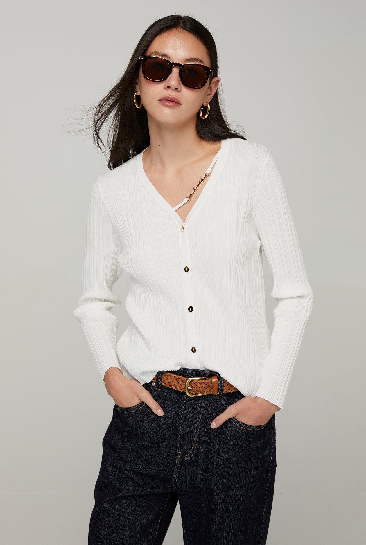 CARDIGAN WITH METAL LOGO