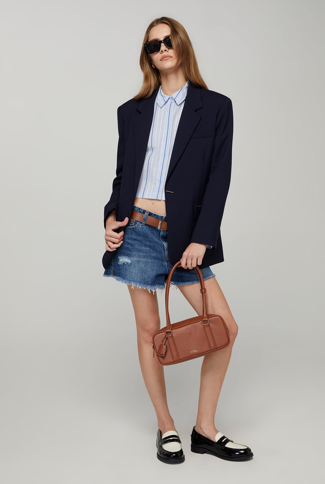 JACQUARD STRIPED CROP SHIRT