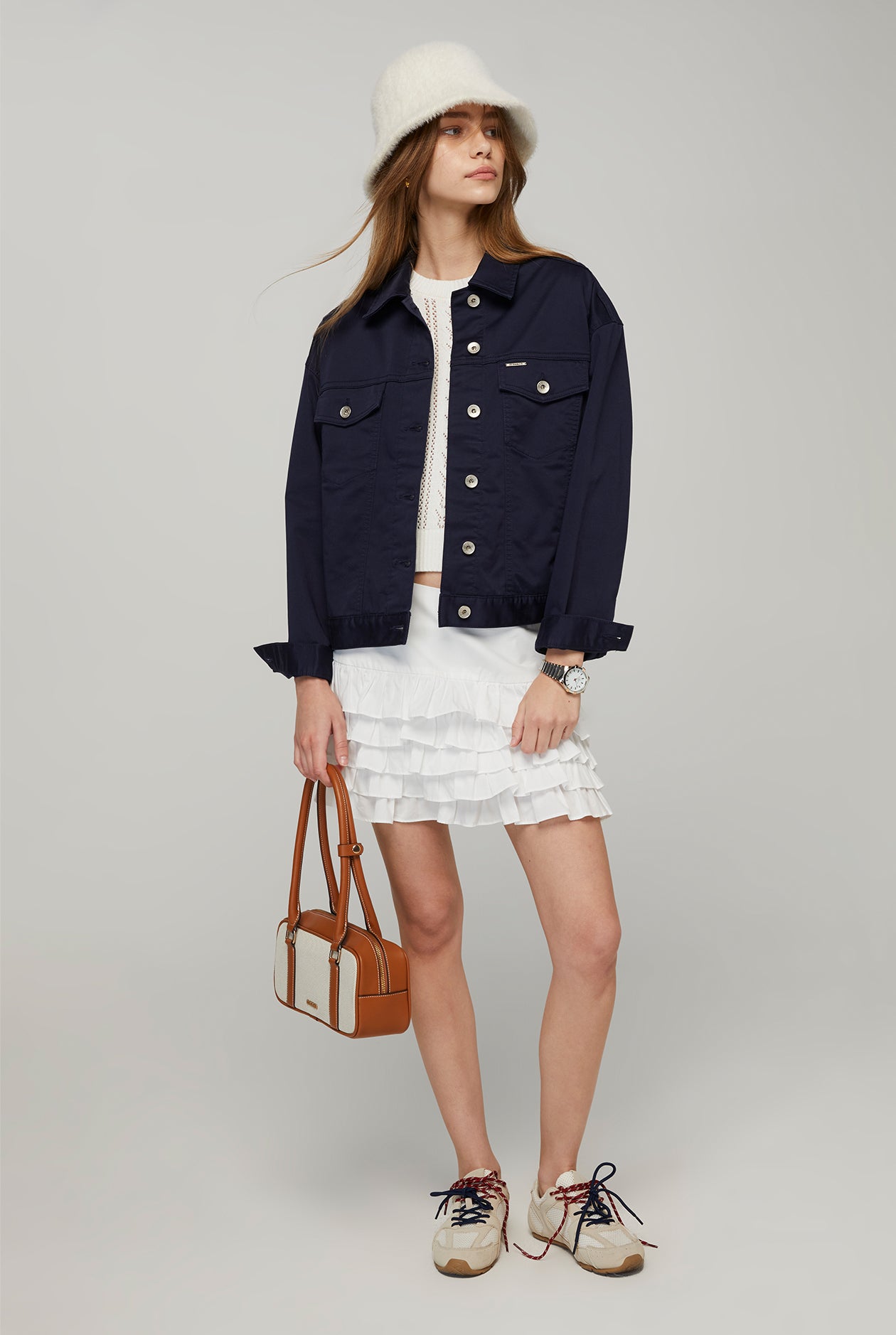 BOW POINTELLE KNITTED TOP