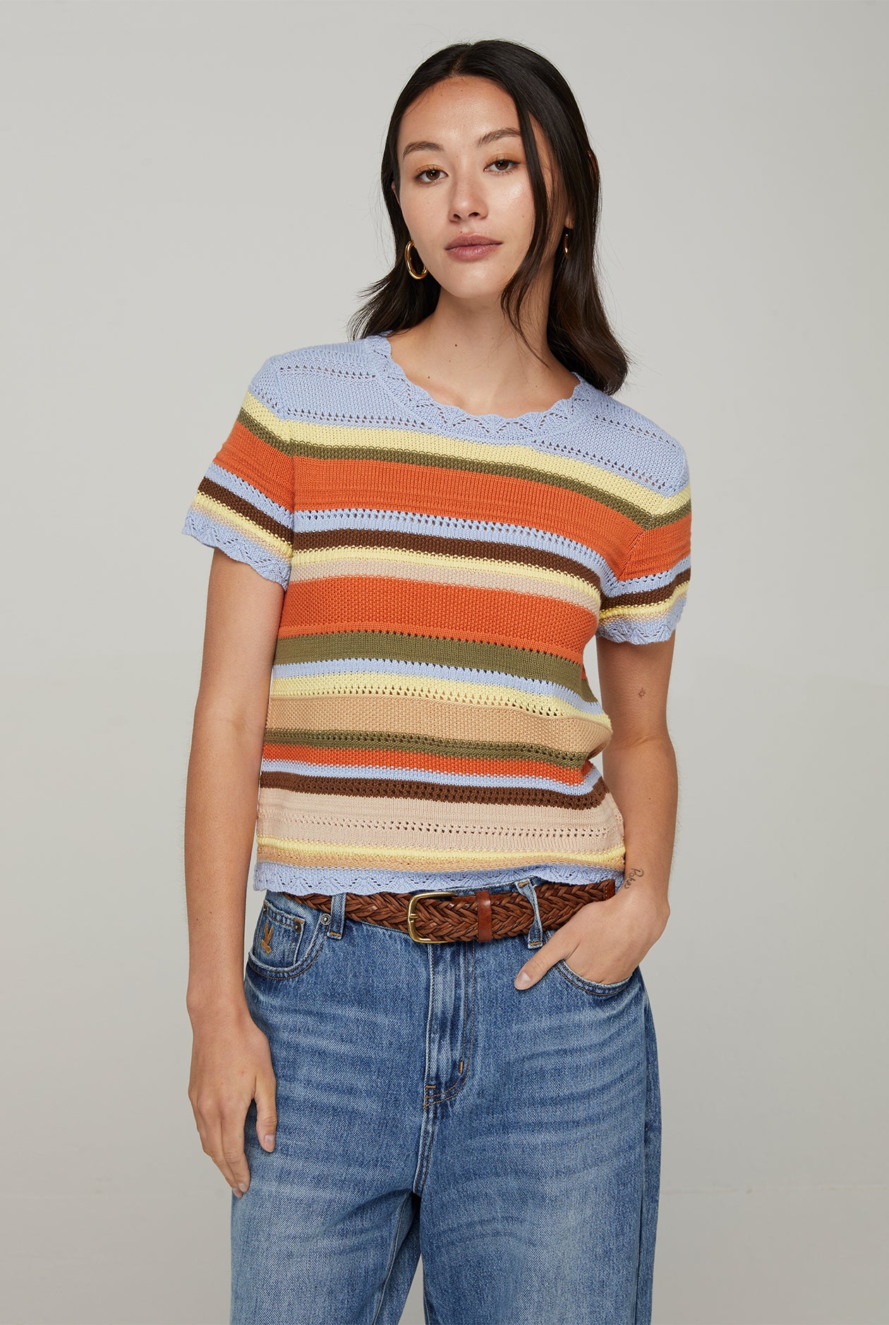 MULTI STRIPED KNITTED TOP