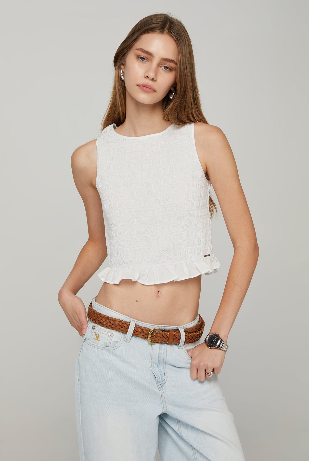 SLEEVELESS SMOCK TOP