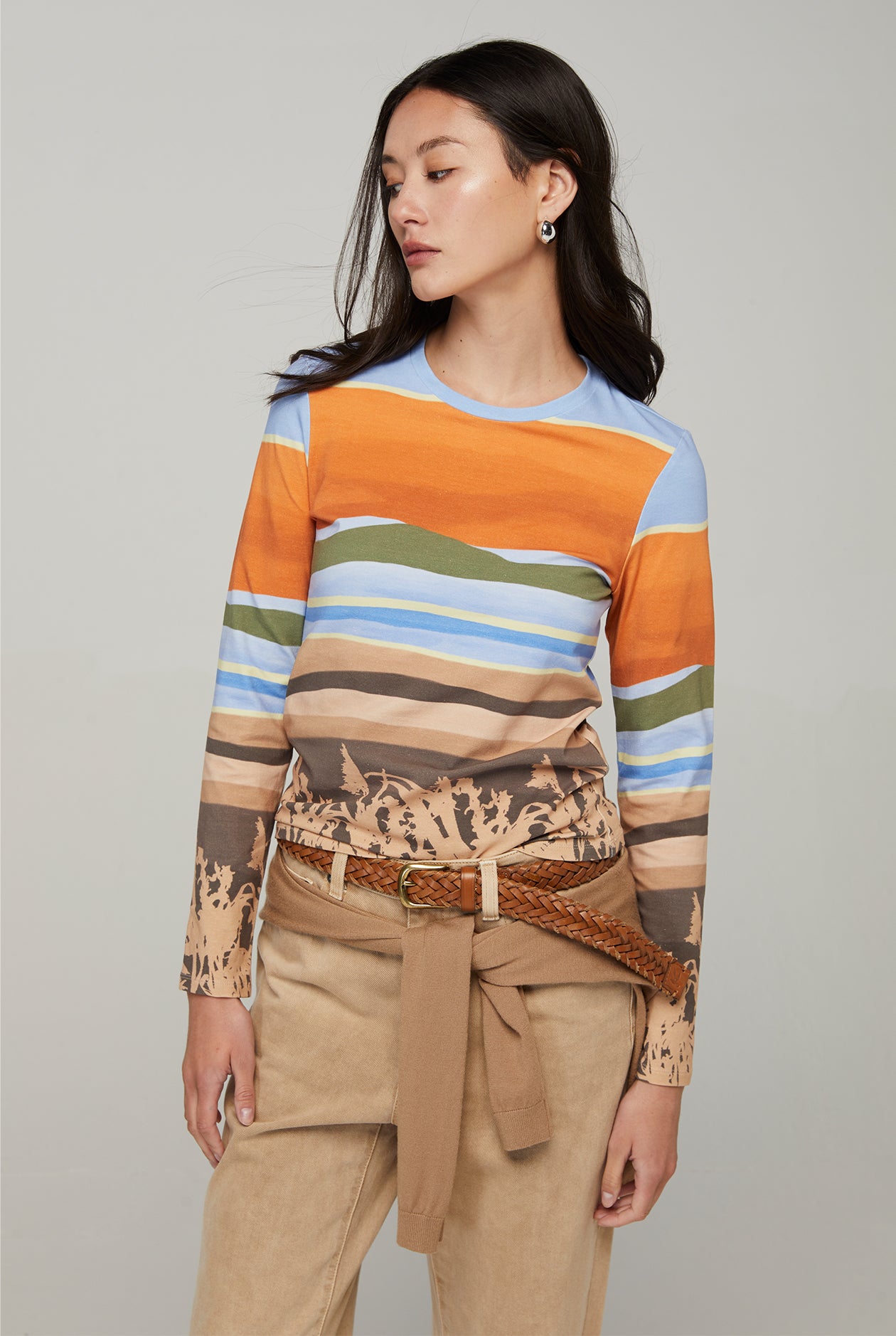 MULTI-STRIPED LANDSCAPE KNITTED TOP