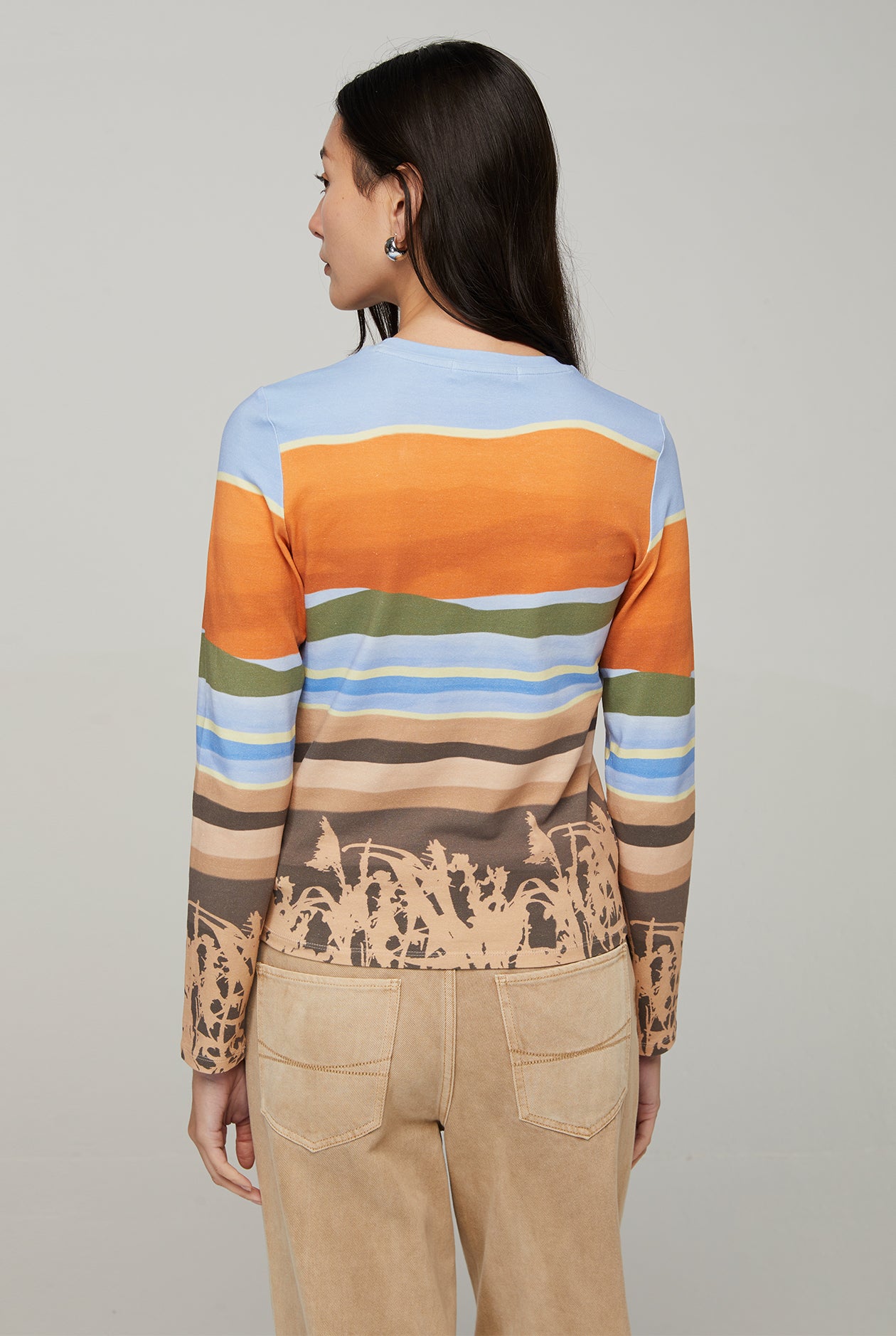 MULTI-STRIPED LANDSCAPE KNITTED TOP