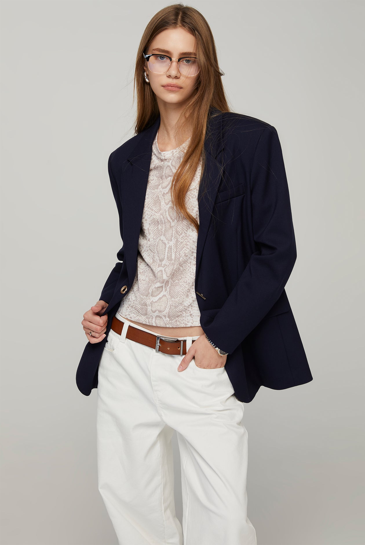 LONG SLEEVE SNAKE PRINTED TEE