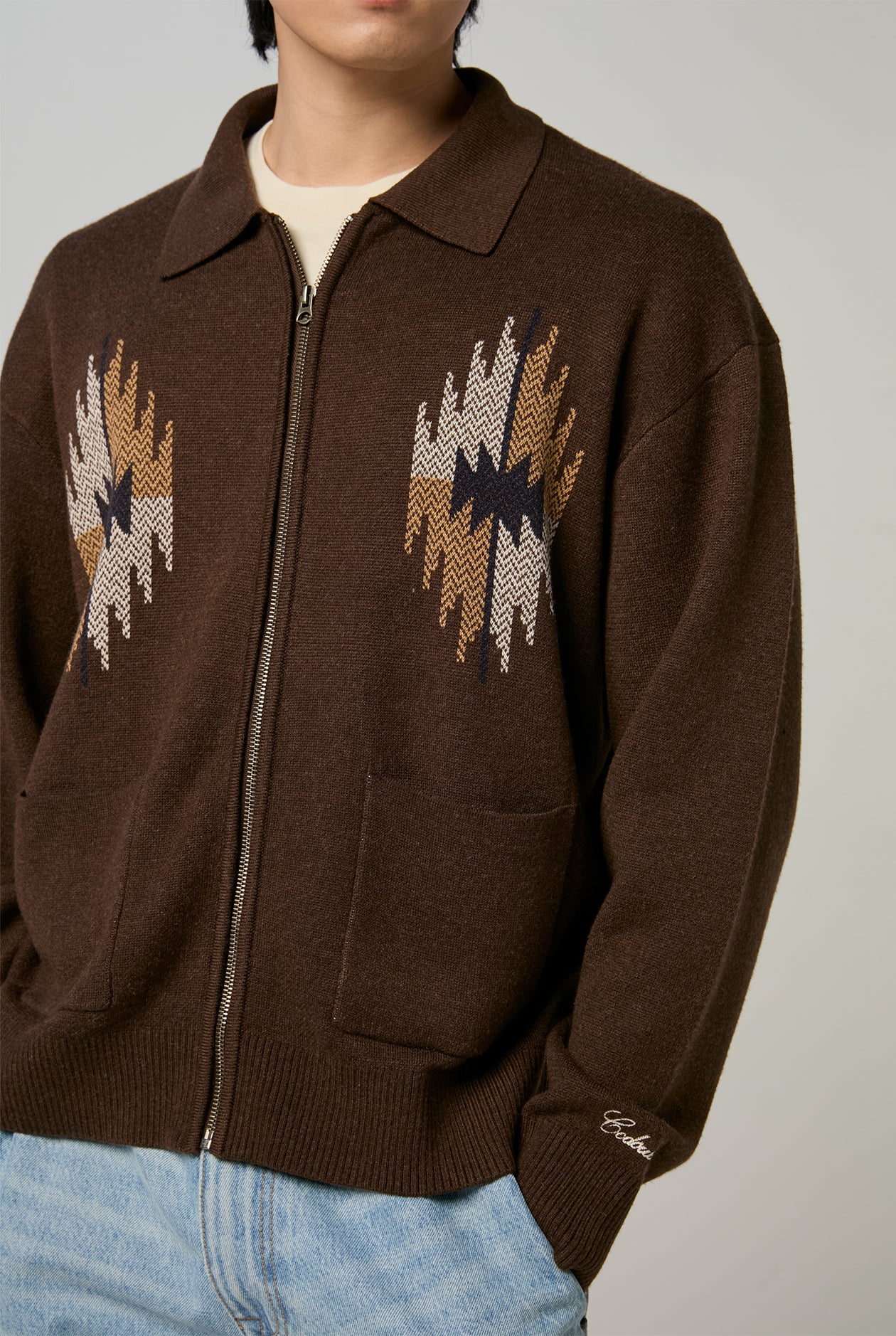 NATIVE ZIPPER KNITTED JACKET