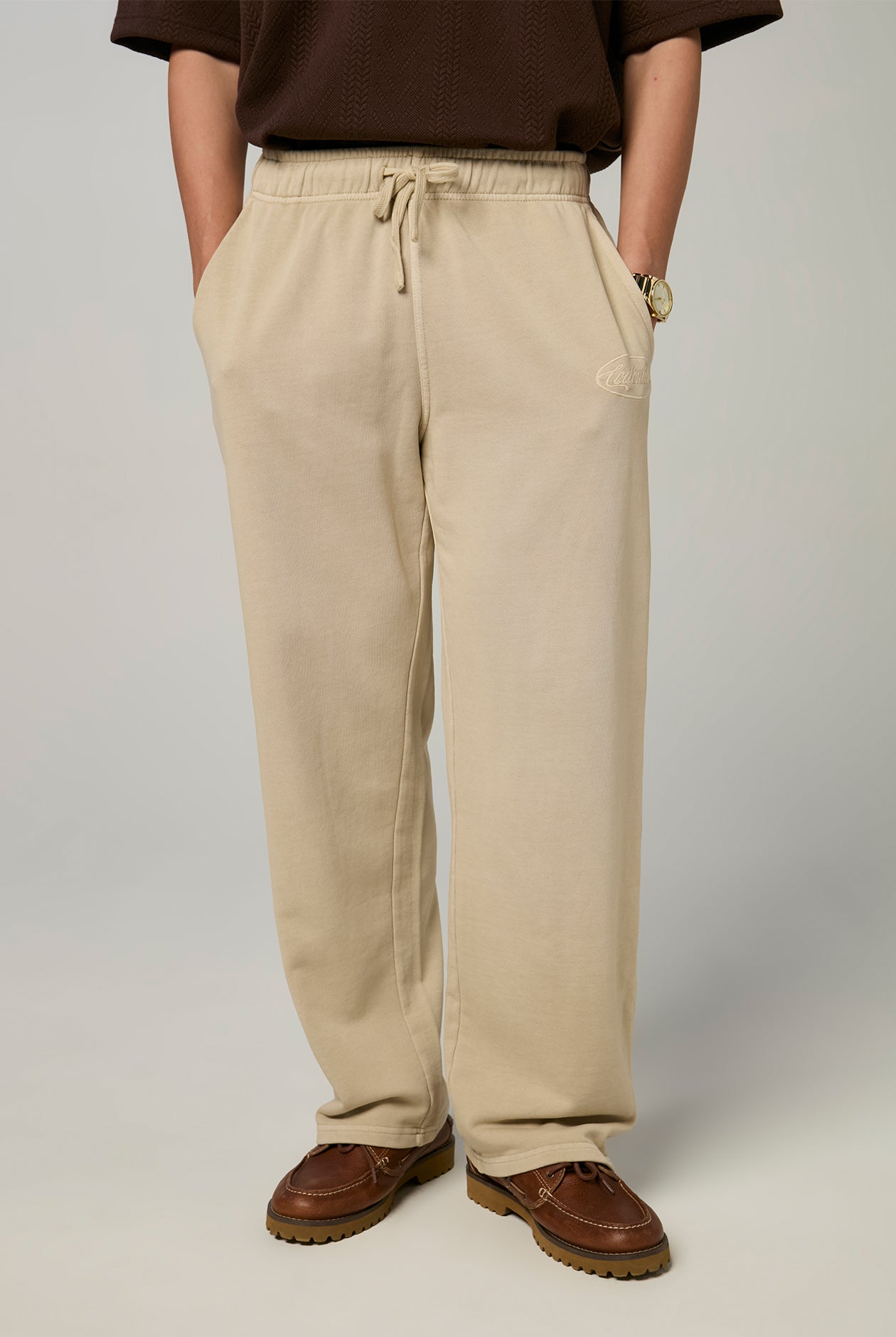 GARMENT DYED WIDE SWEAT PANTS