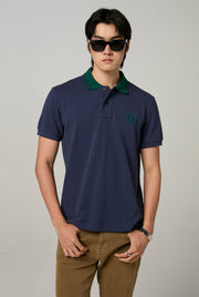 CONTRAST COLLAR SILICONE PRINTED POLO