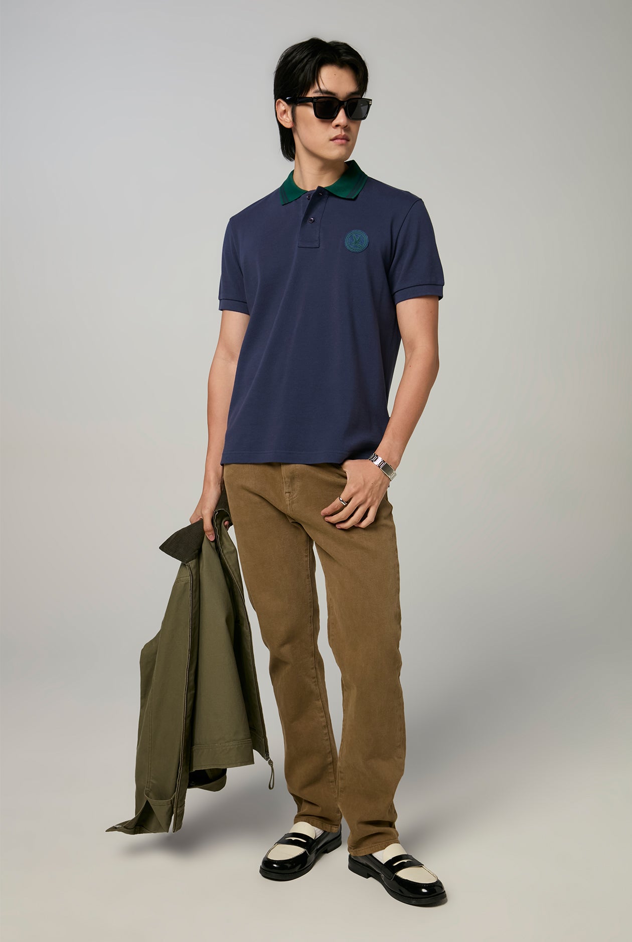 CONTRAST COLLAR SILICONE PRINTED POLO