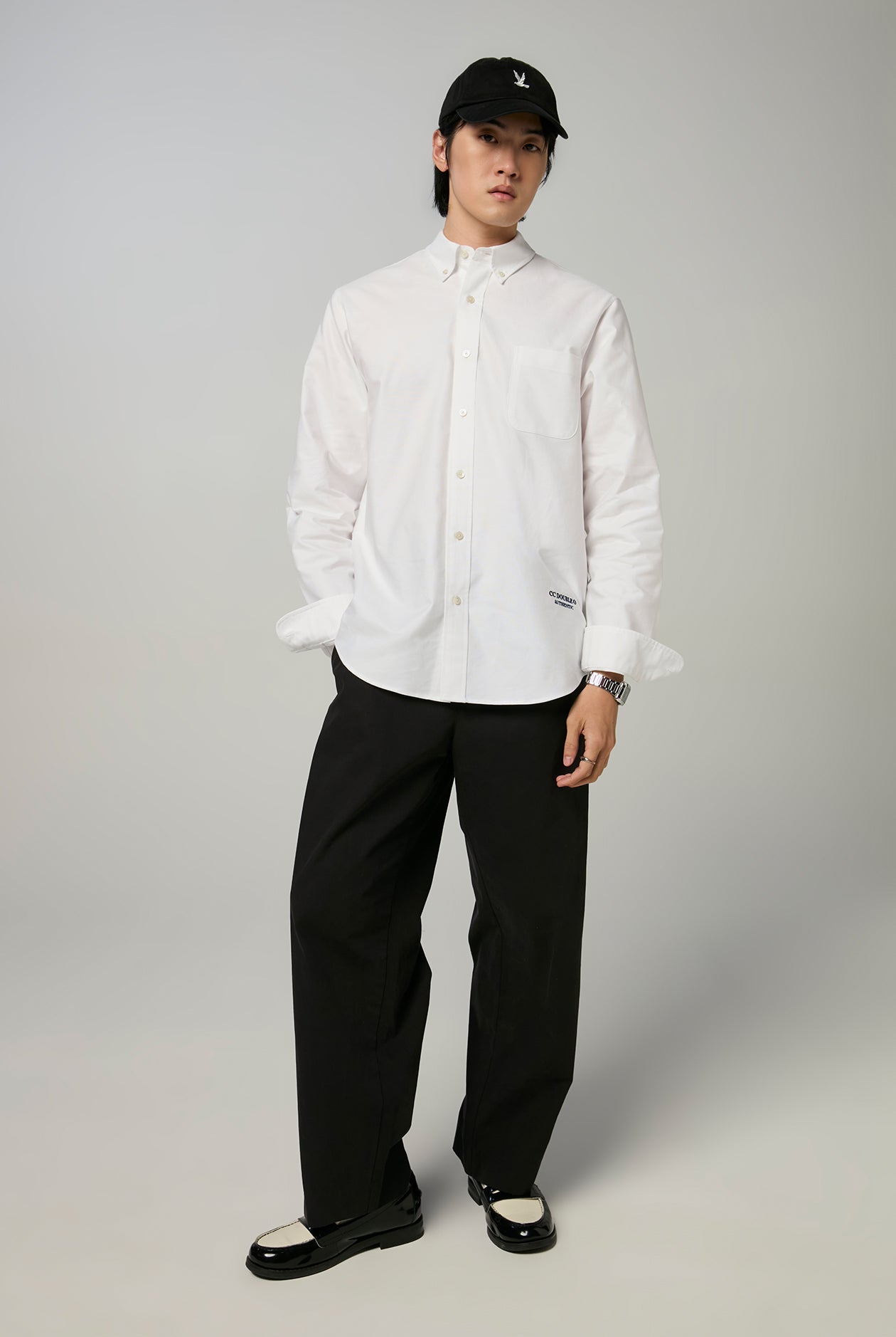 EMBROIDERED TEXT LOGO OXFORD SHIRT