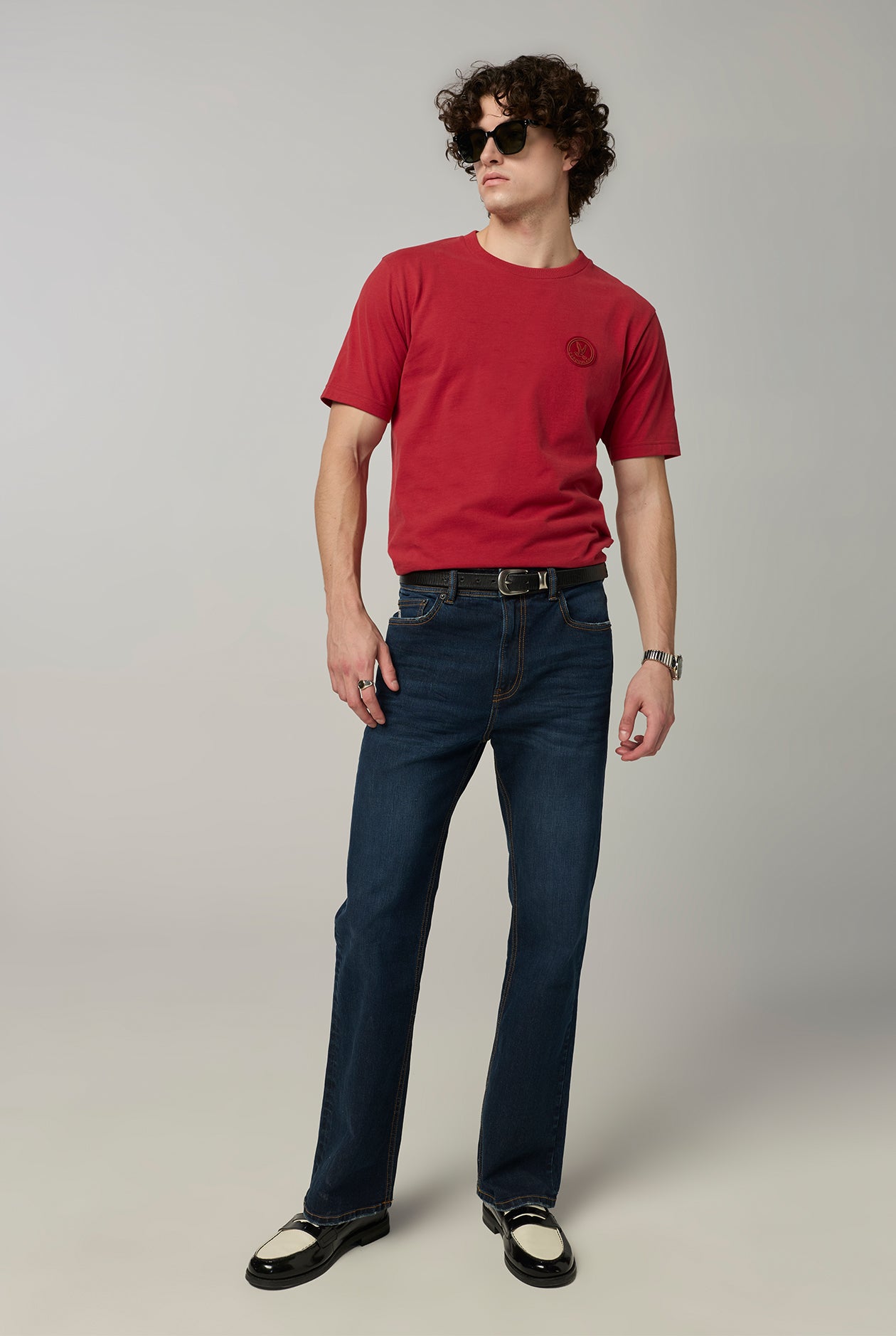 BLUE WASH BOOT CUT JEANS