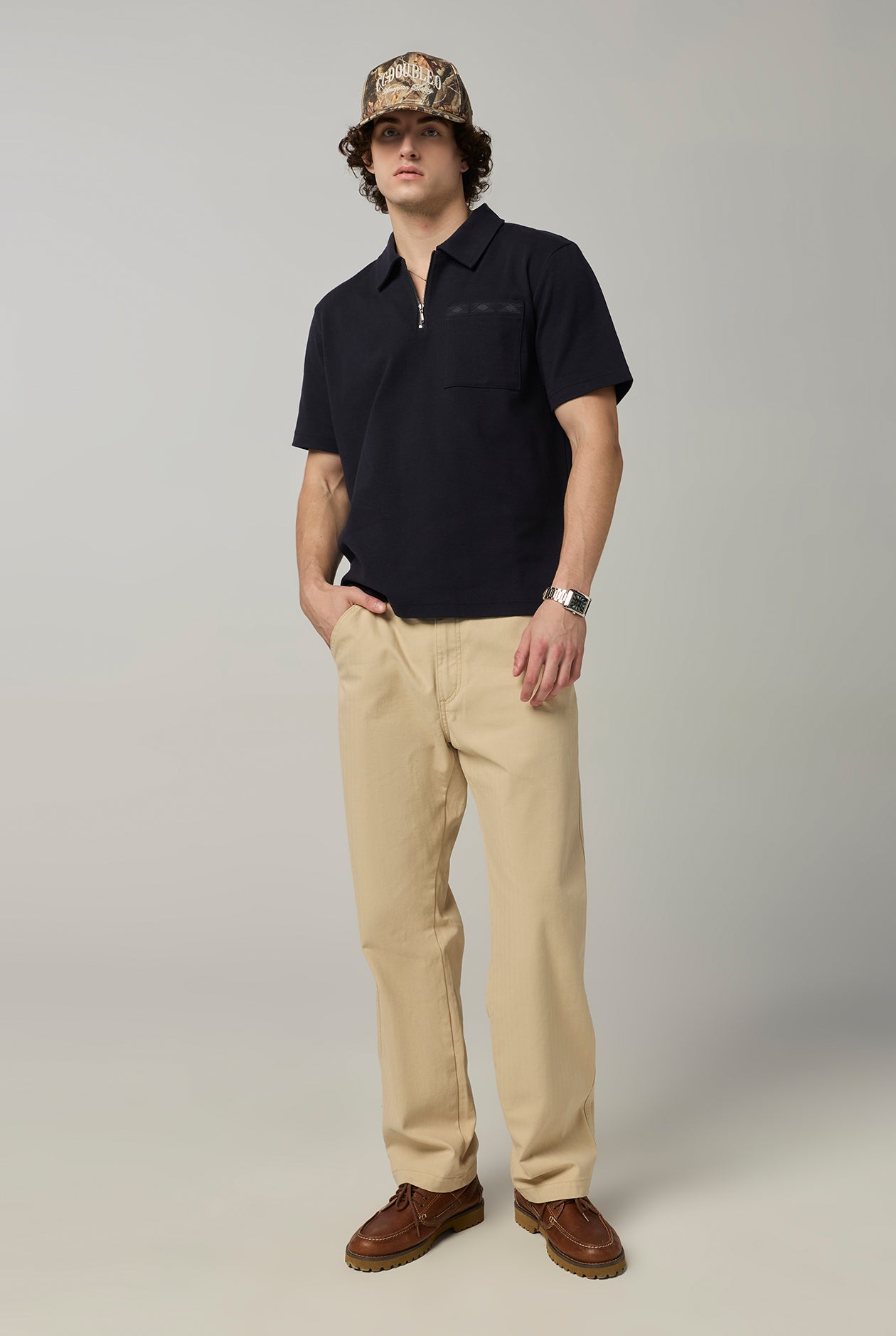 ZIP NECK POLO WITH POCKET DETIAL