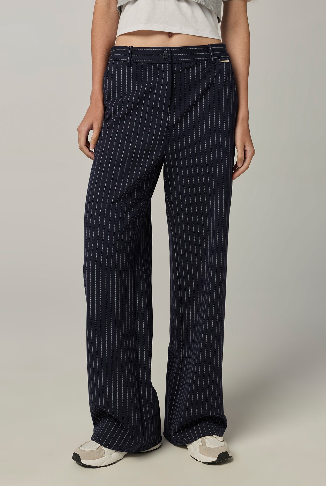 PINSTRIPED BAGGY PANTS