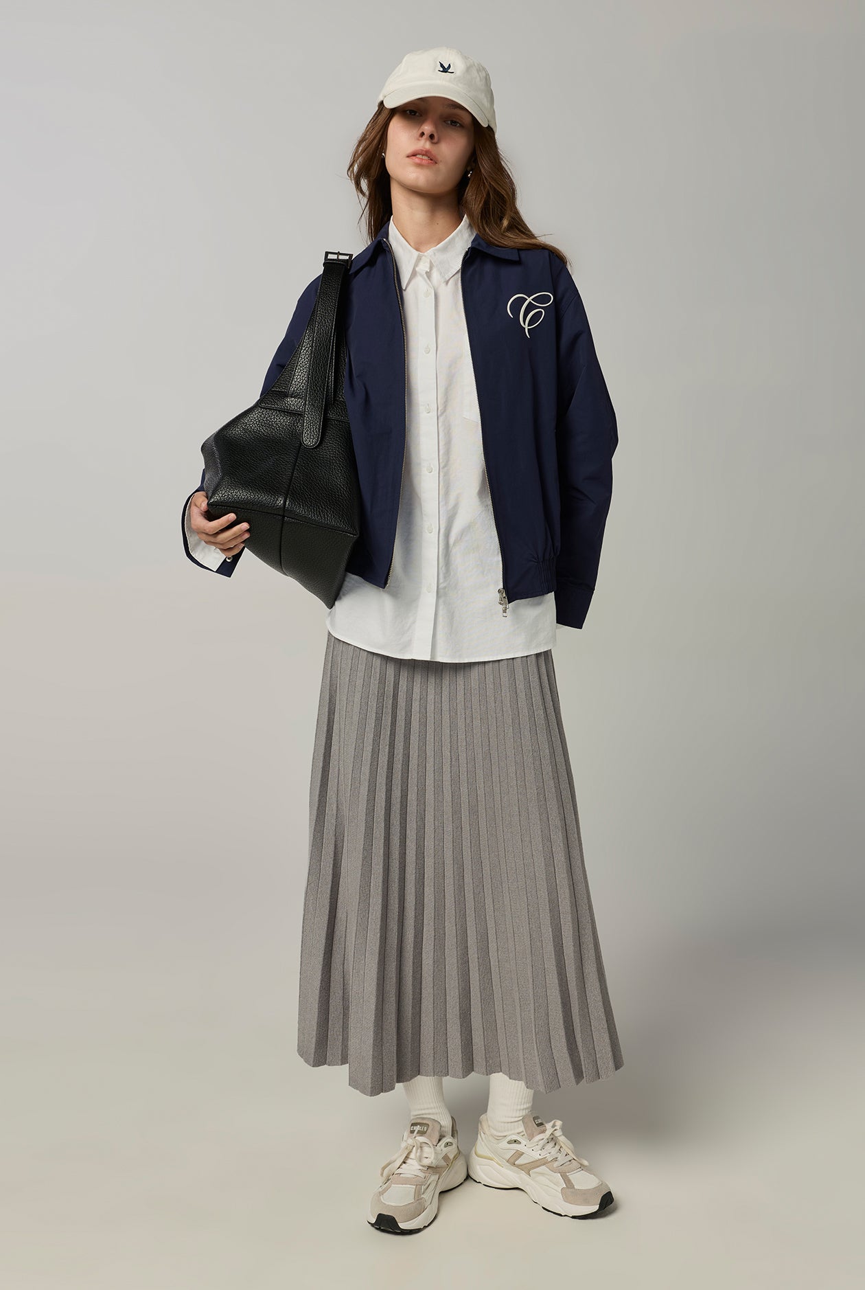 PLEATED KNIT MIDI SKIRT