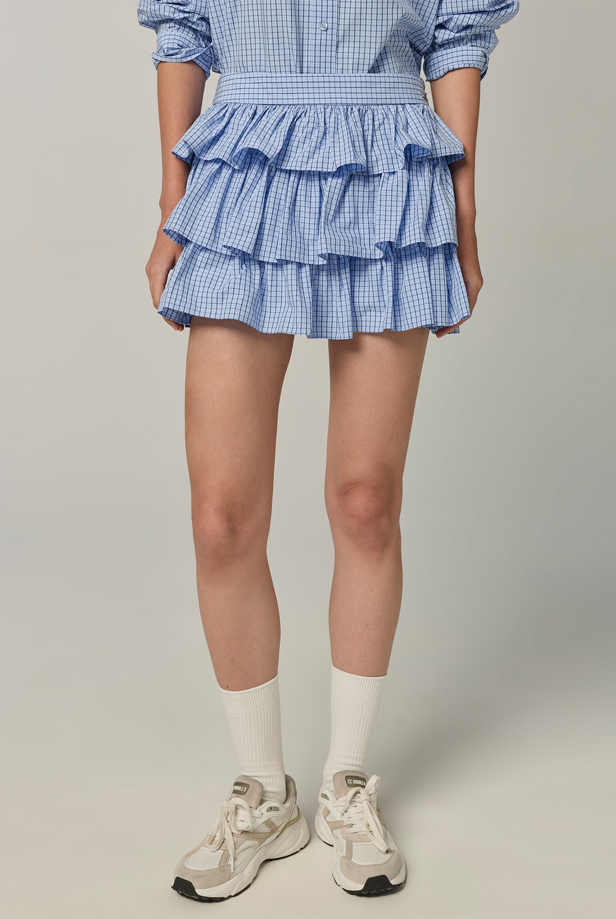 CHECKED RUFFLE SKIRT