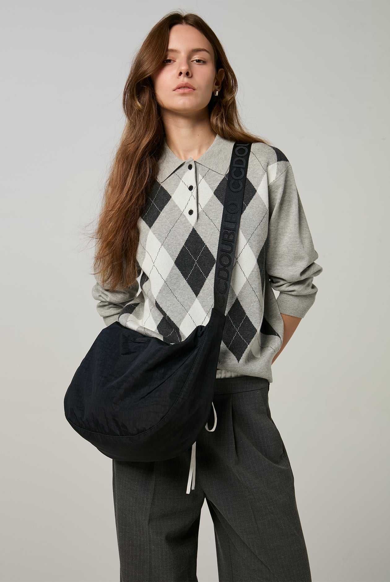 ARGYLE KNIT LONG-SLEEVE POLO