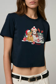 CHRISTMAS DOG GRAPHIC CROP TEE