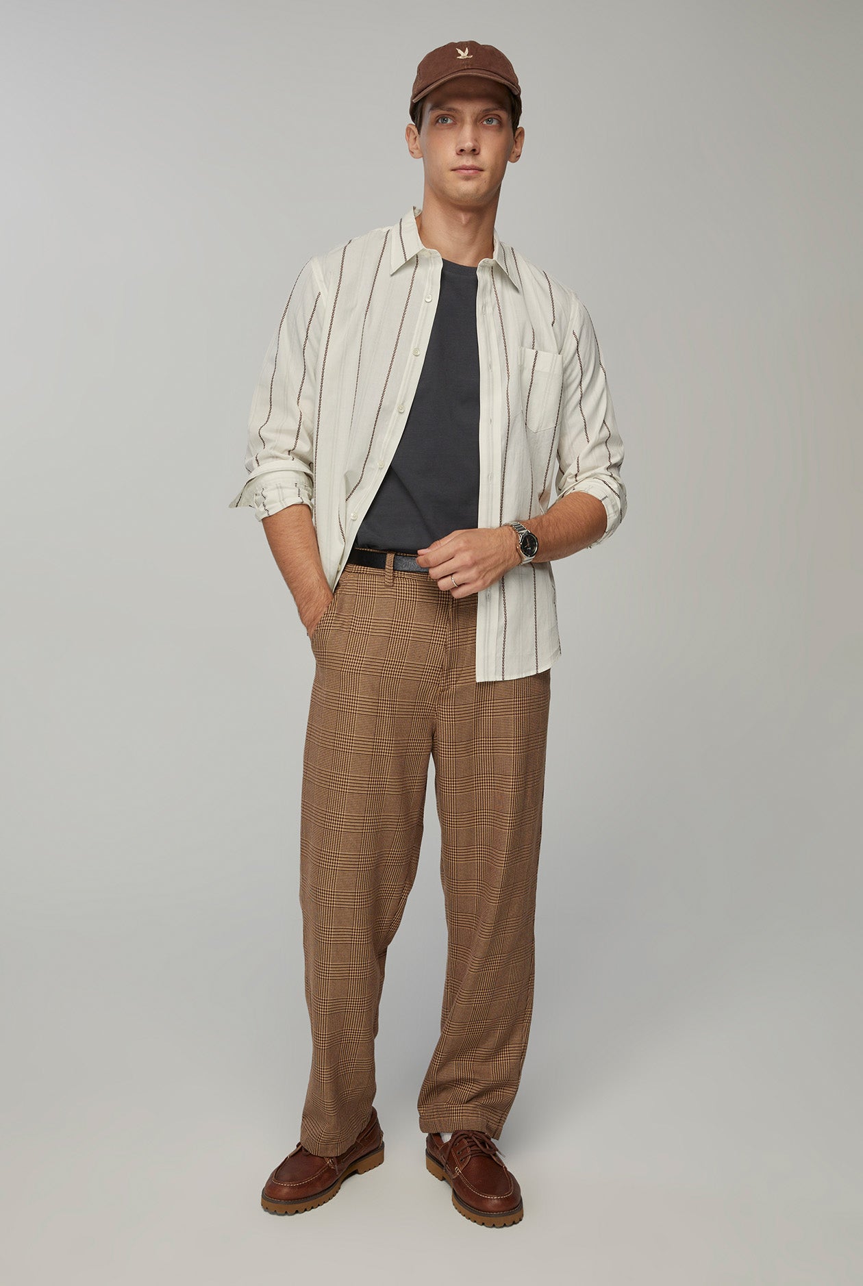 GLEN CHECKED TAPERED PANTS