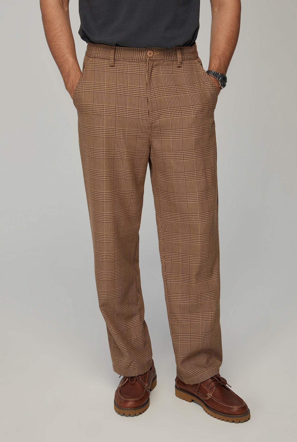 GLEN CHECKED TAPERED PANTS