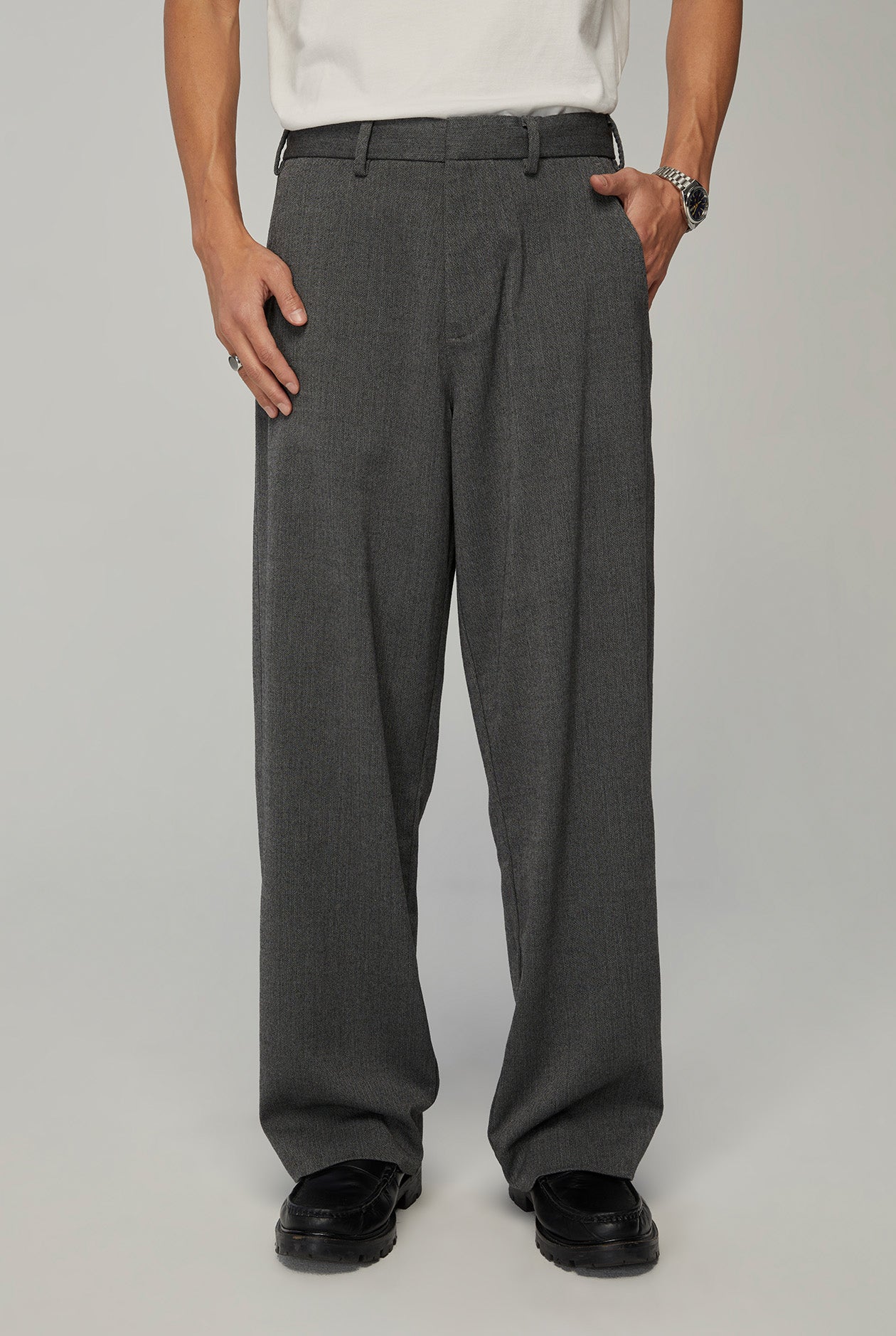 HERRINGBONE DRESS PANTS