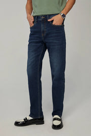 MID BLUE WASH STRAIGHT FIT JEANS