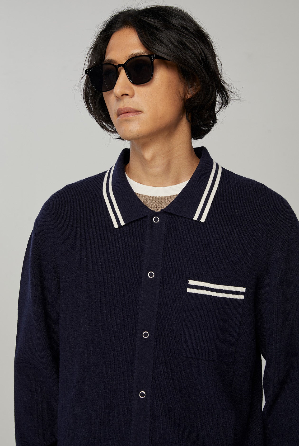 STRIPED LONG SLEEVE KNITTED JACKET