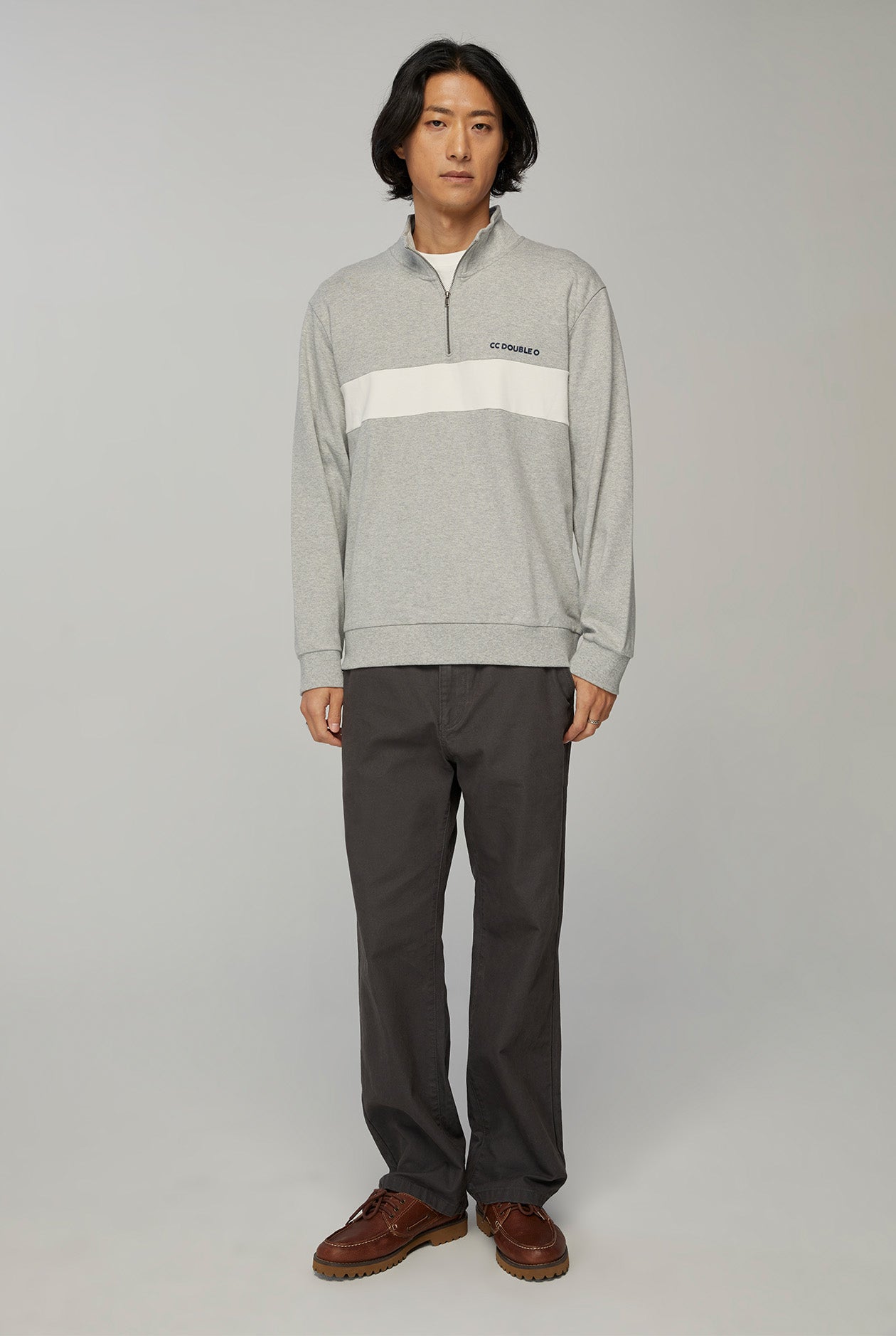 CONTRAST STRIPED LOGO SWEATER