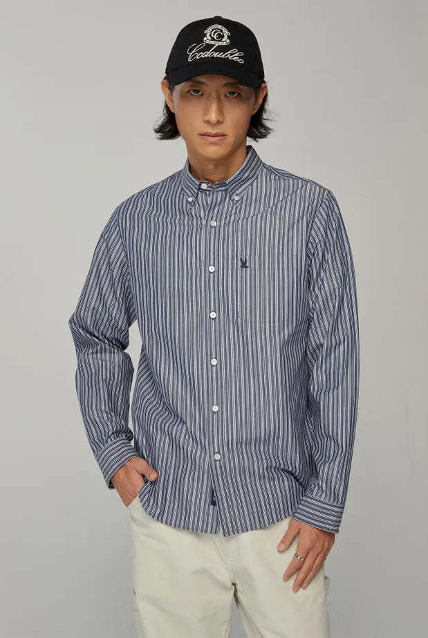 GREY STRIPED POPLIN SHIRT