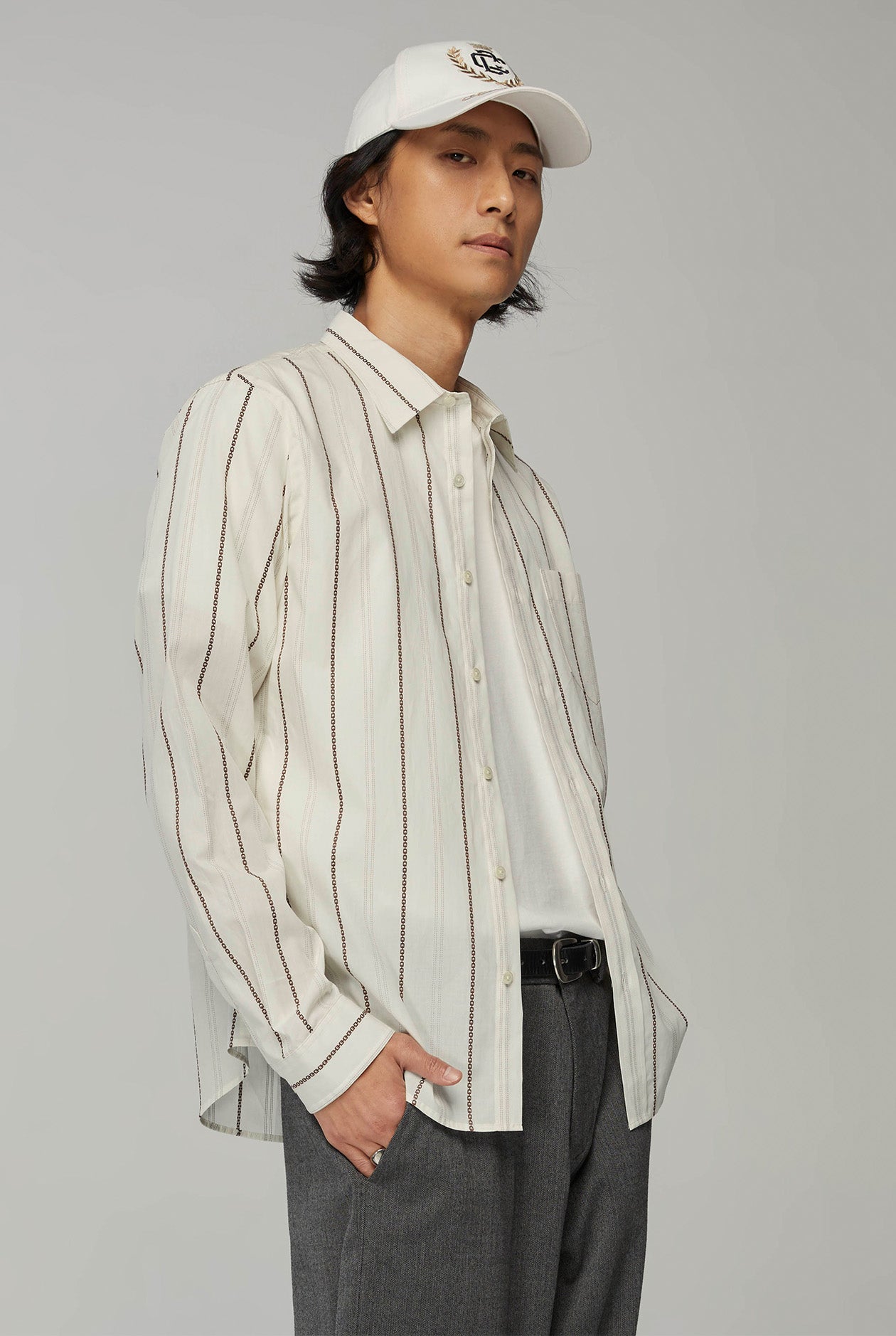 STRIPED LONG SLEEVES JACQUARD SHIRT