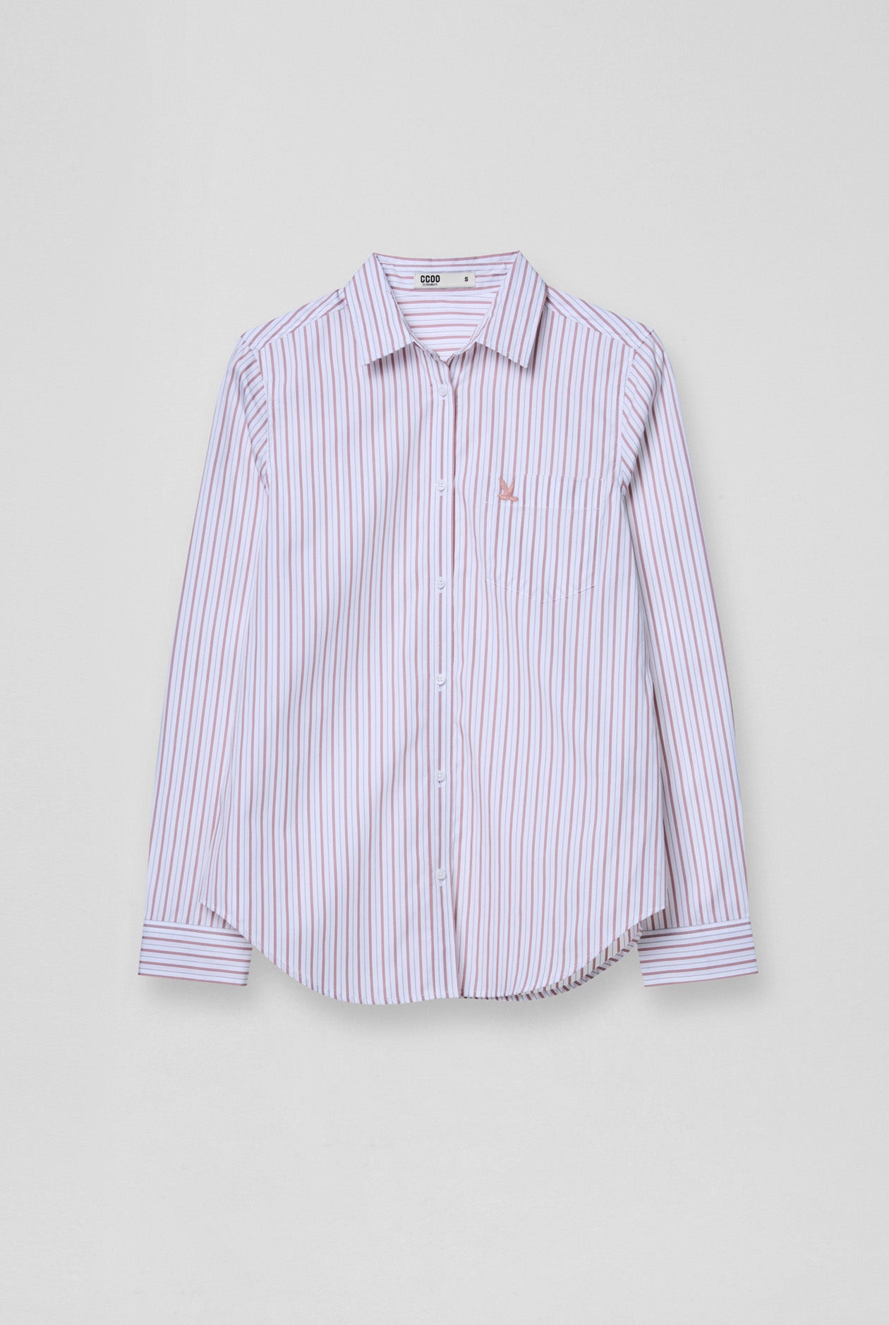 BROWN STRIPED POPLIN SHIRT