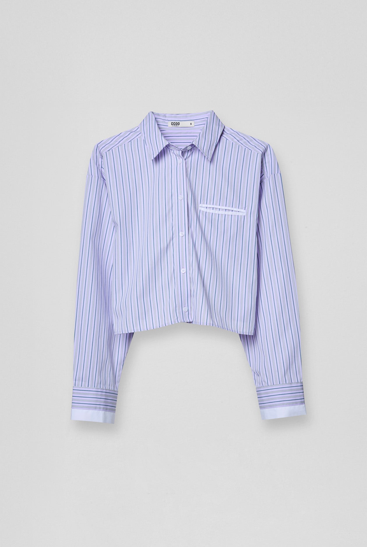 LONG SLEEVE STRIPED CROPPED SHIRT