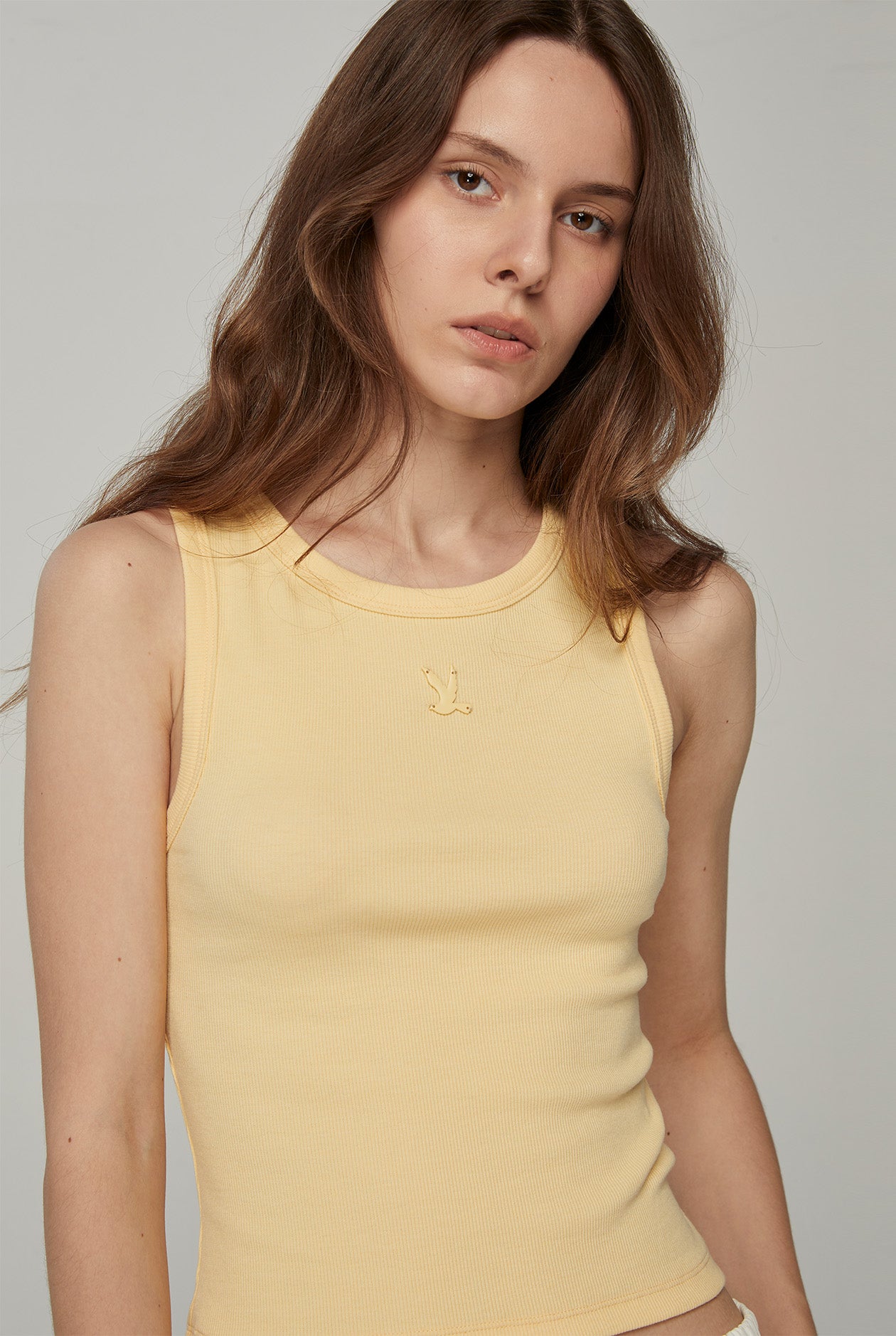 METAL BIRD LOGO RIBBED TANK TOP