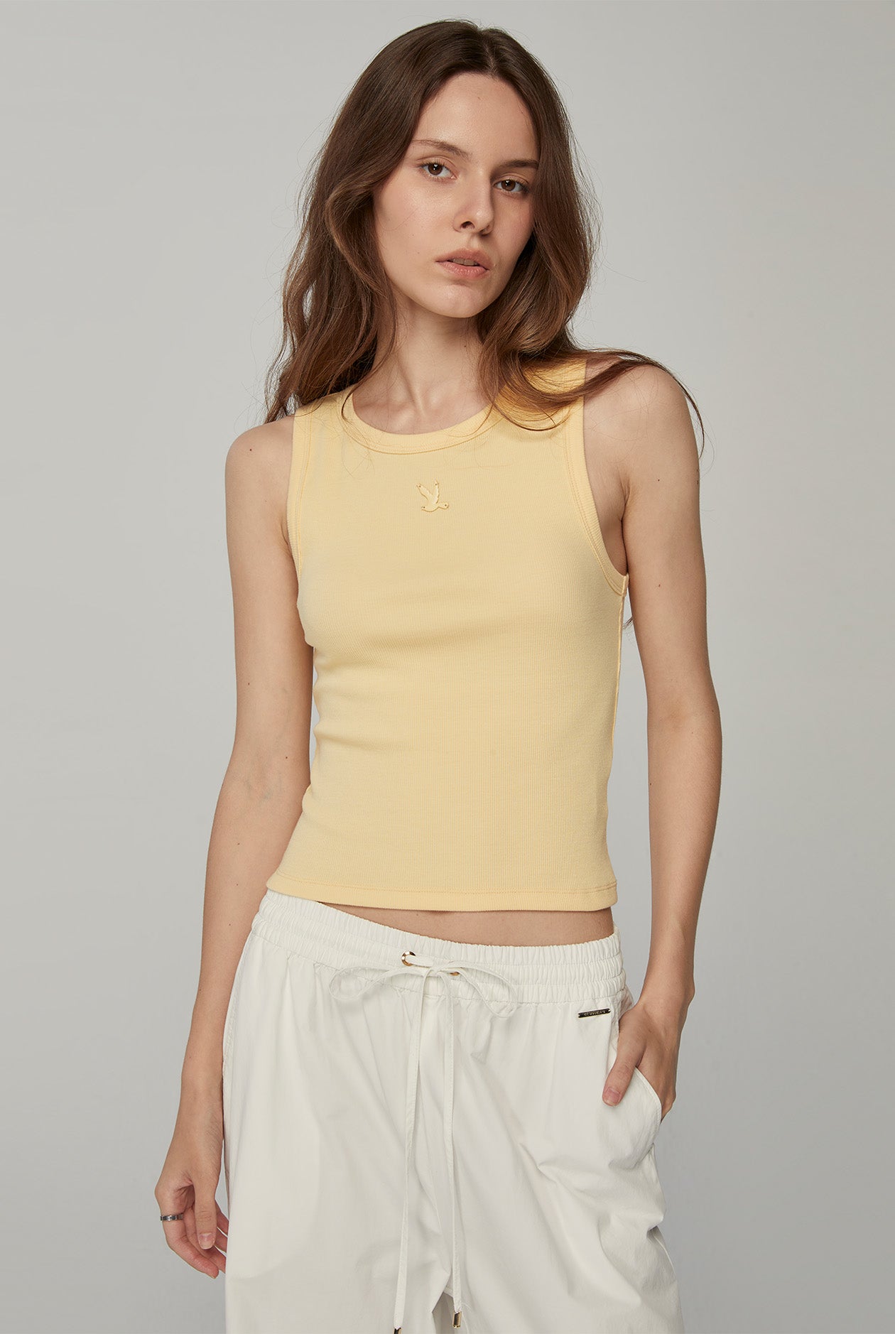 METAL BIRD LOGO RIBBED TANK TOP