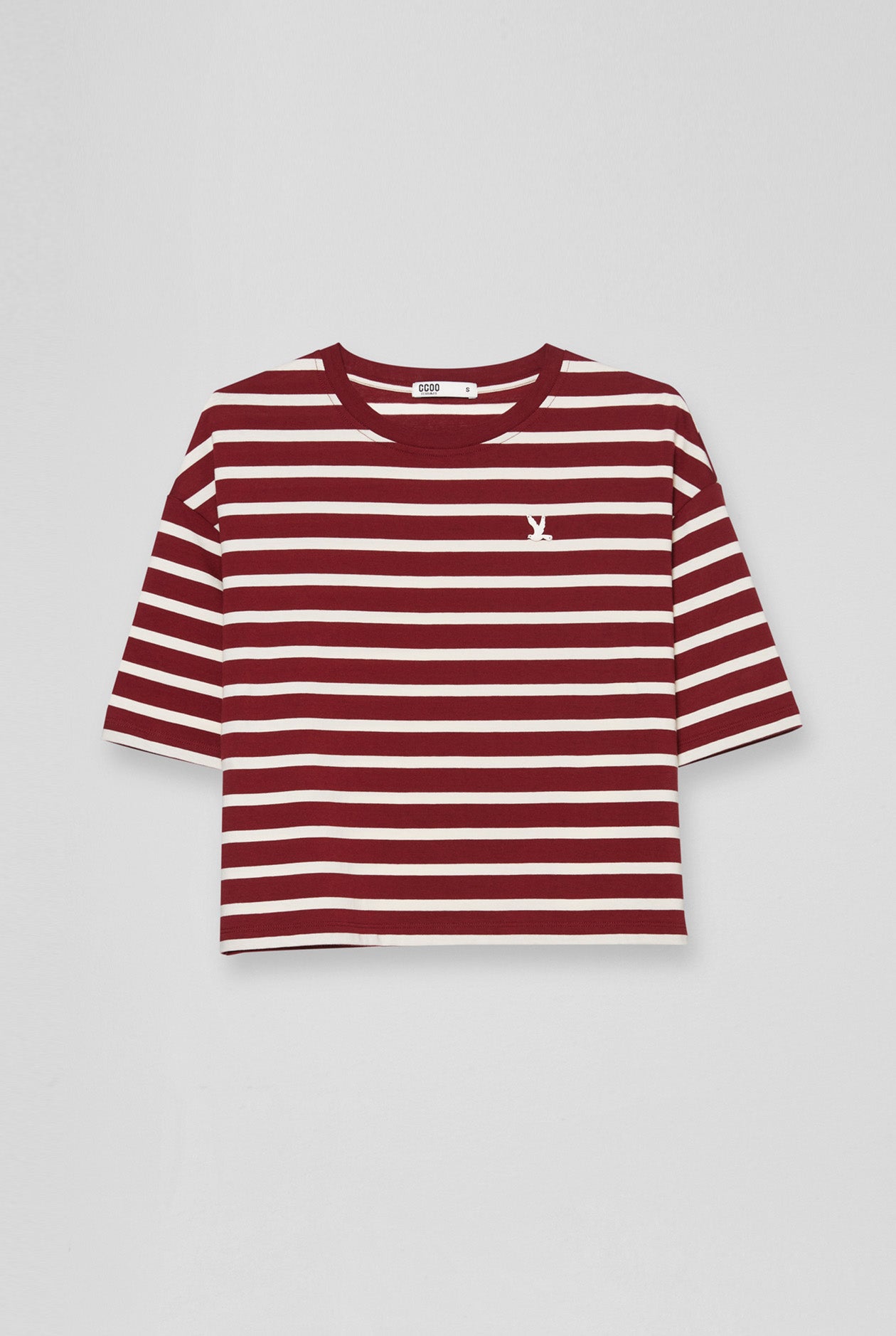 BIRD LOGO OVERSIZED STRIPED CROP TOP